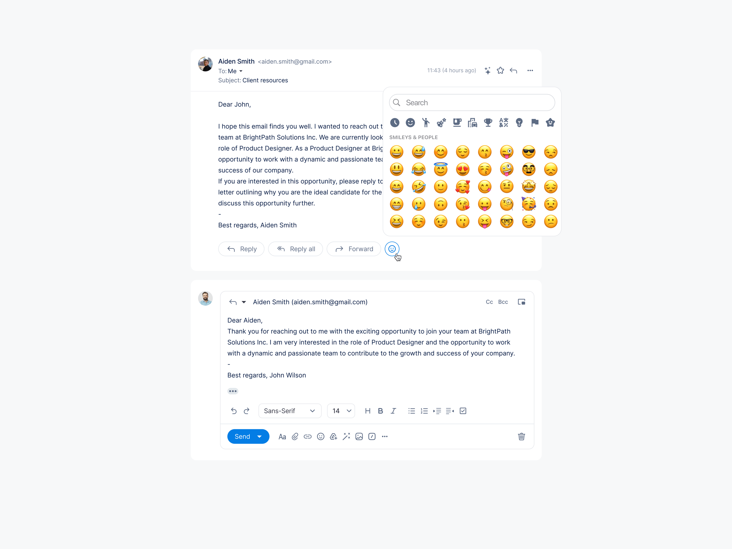 Emoji reactions in Gmail
