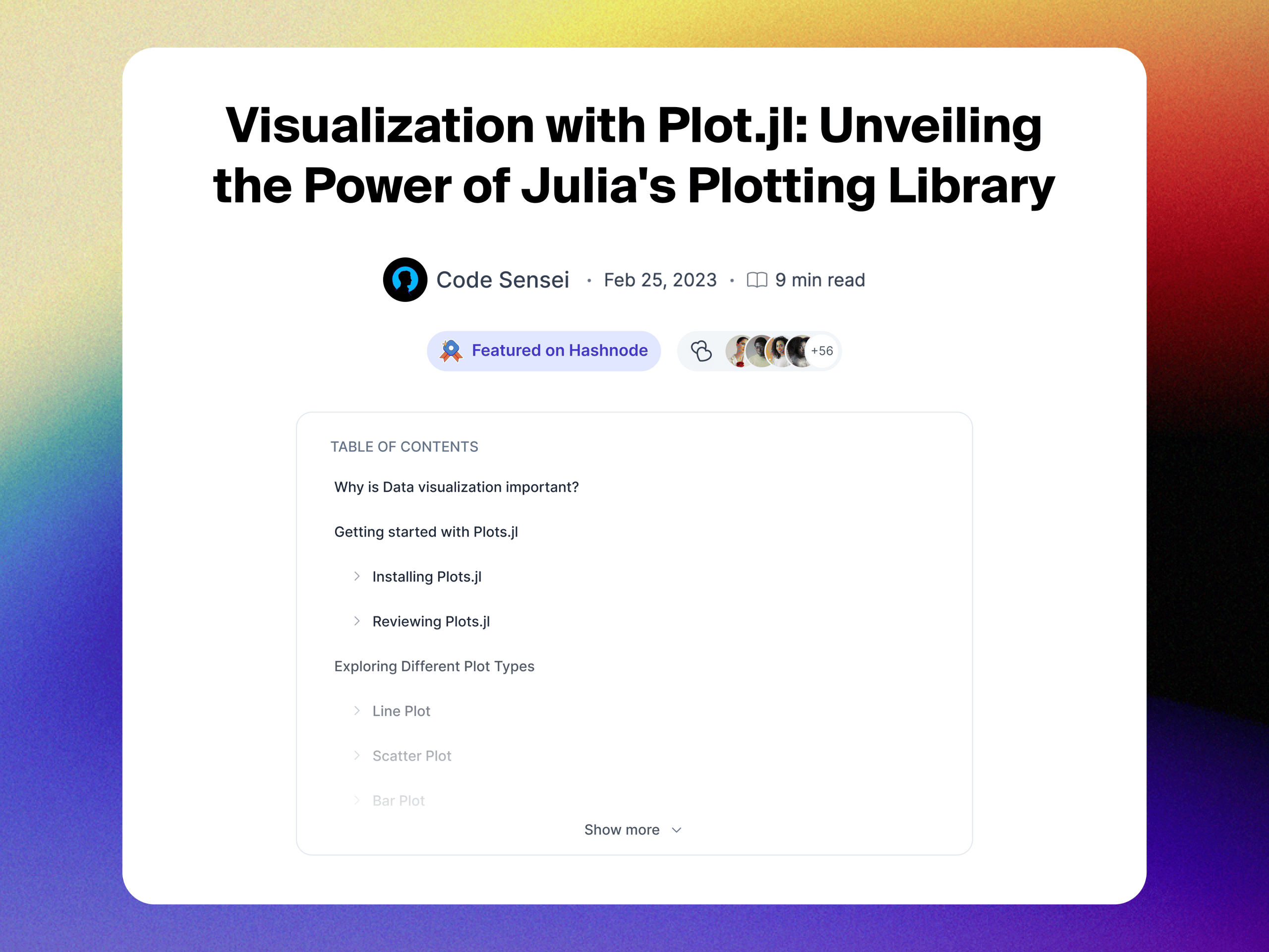 Table of contents design for Hashnode