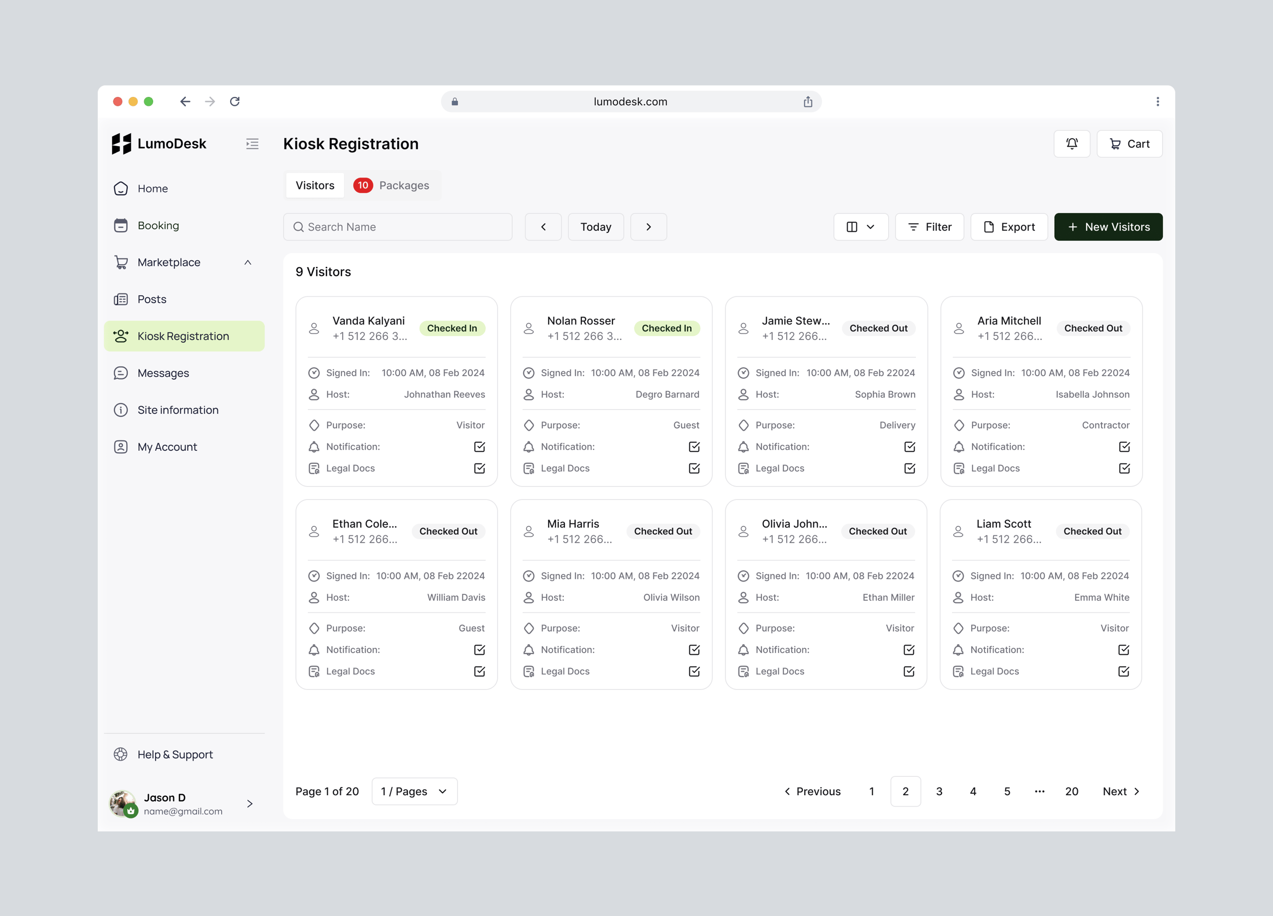 Visitor Management Card View Interface - Workspace Platform 💫