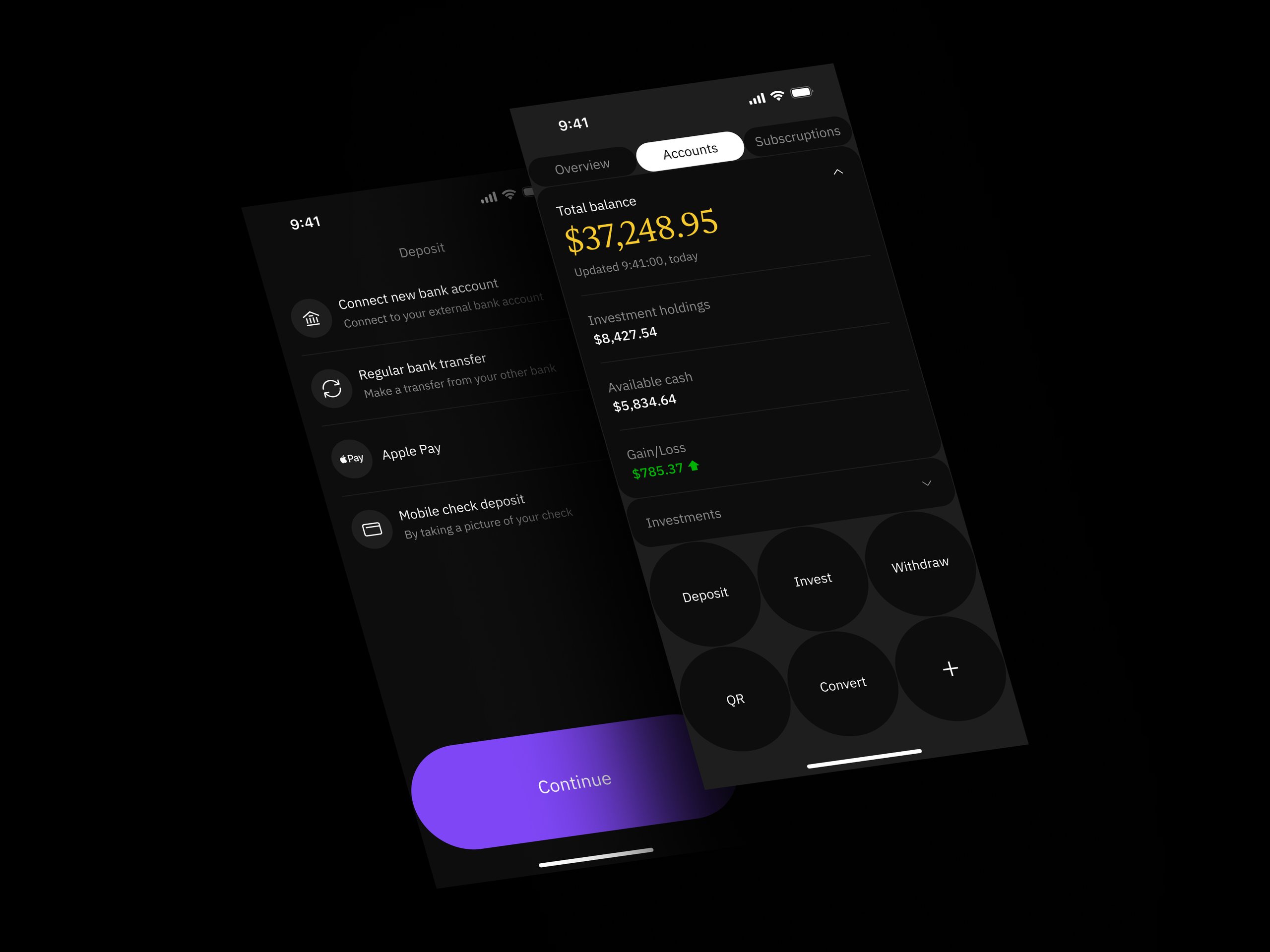 fintech: mobile app, investments, finance, fintech