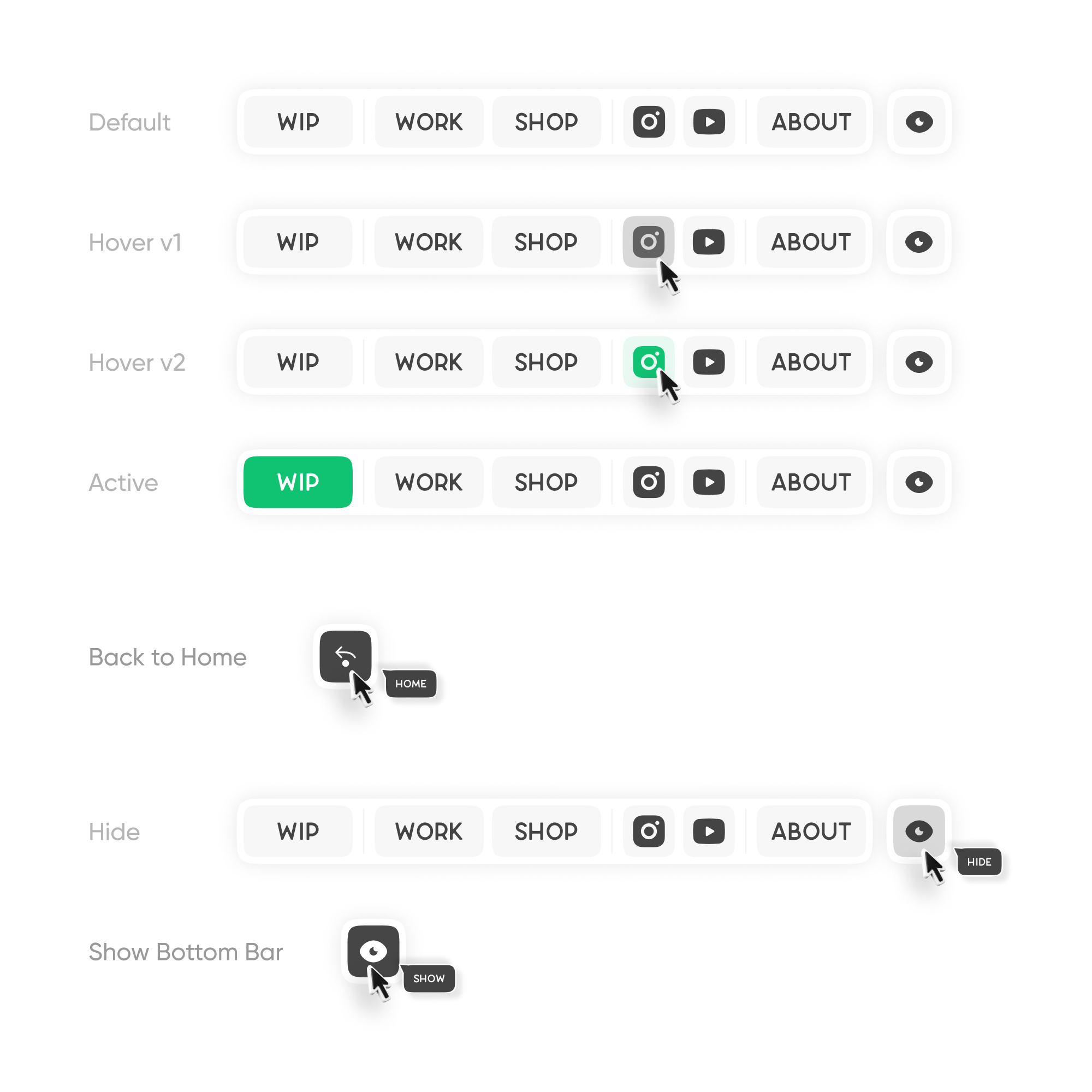 Bottom Bar UI for an Artist's Website