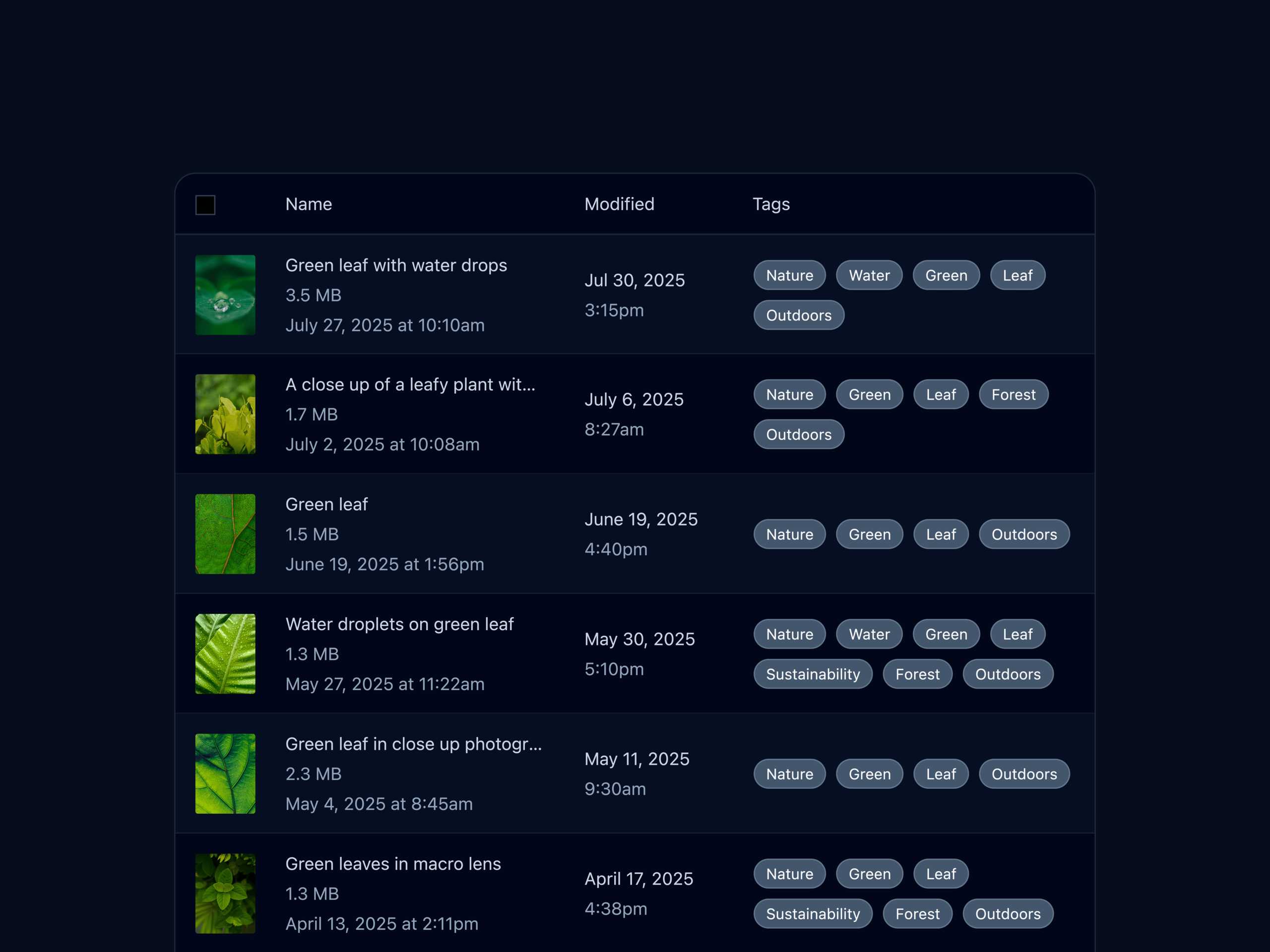 Subtle UI Table Component Work-in-Progress Dark Mode