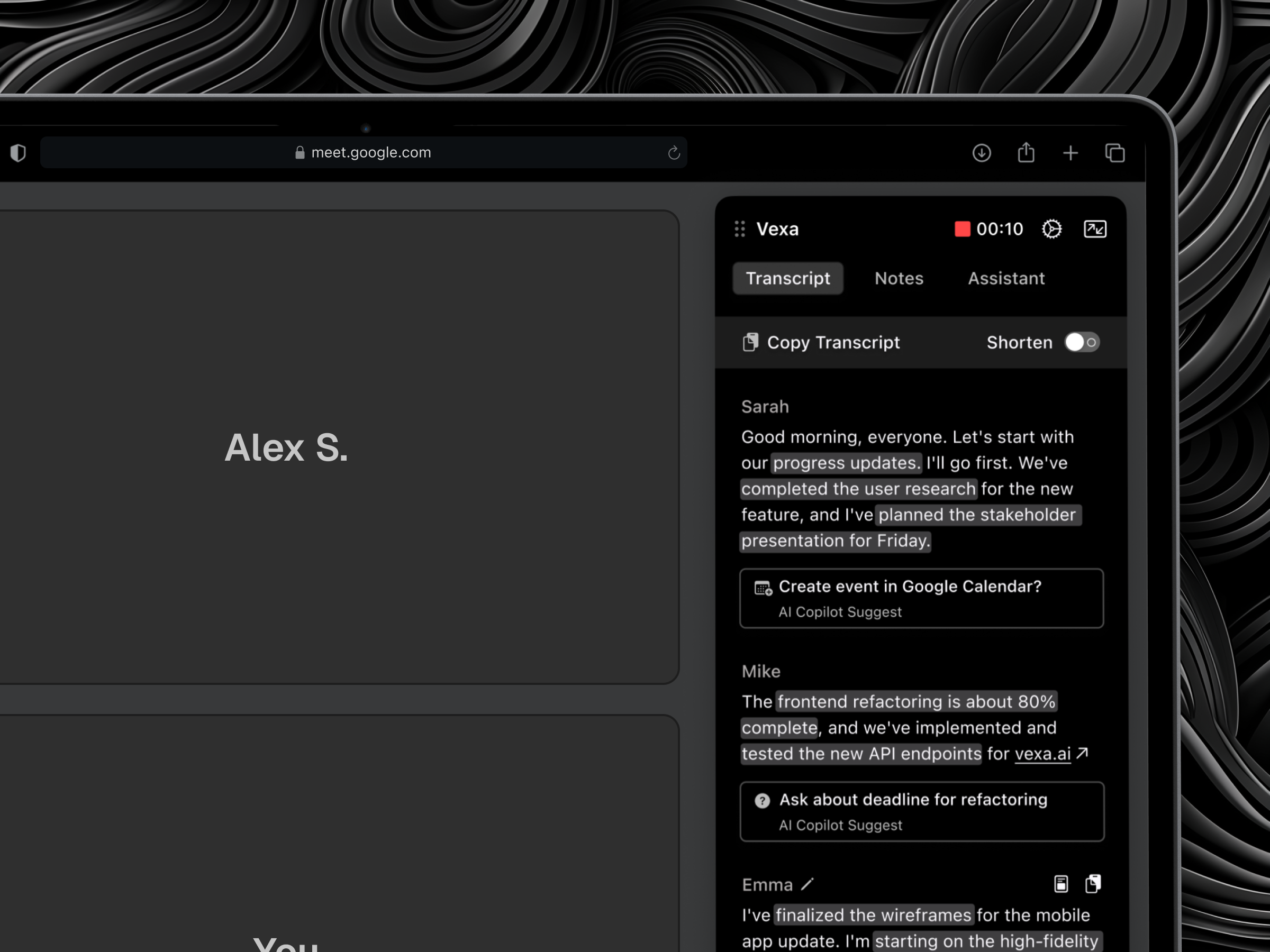 Vexa Assistant for Business Meetings