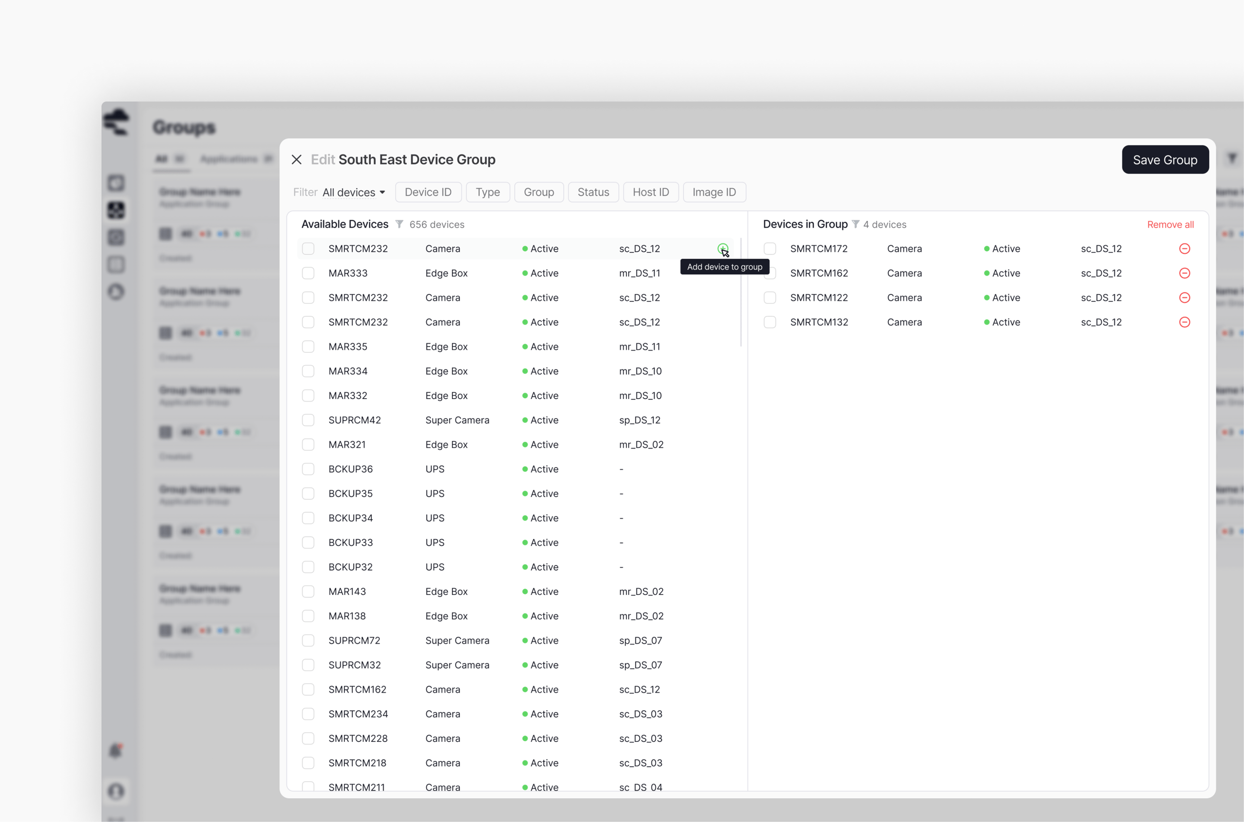 Group editor modal
