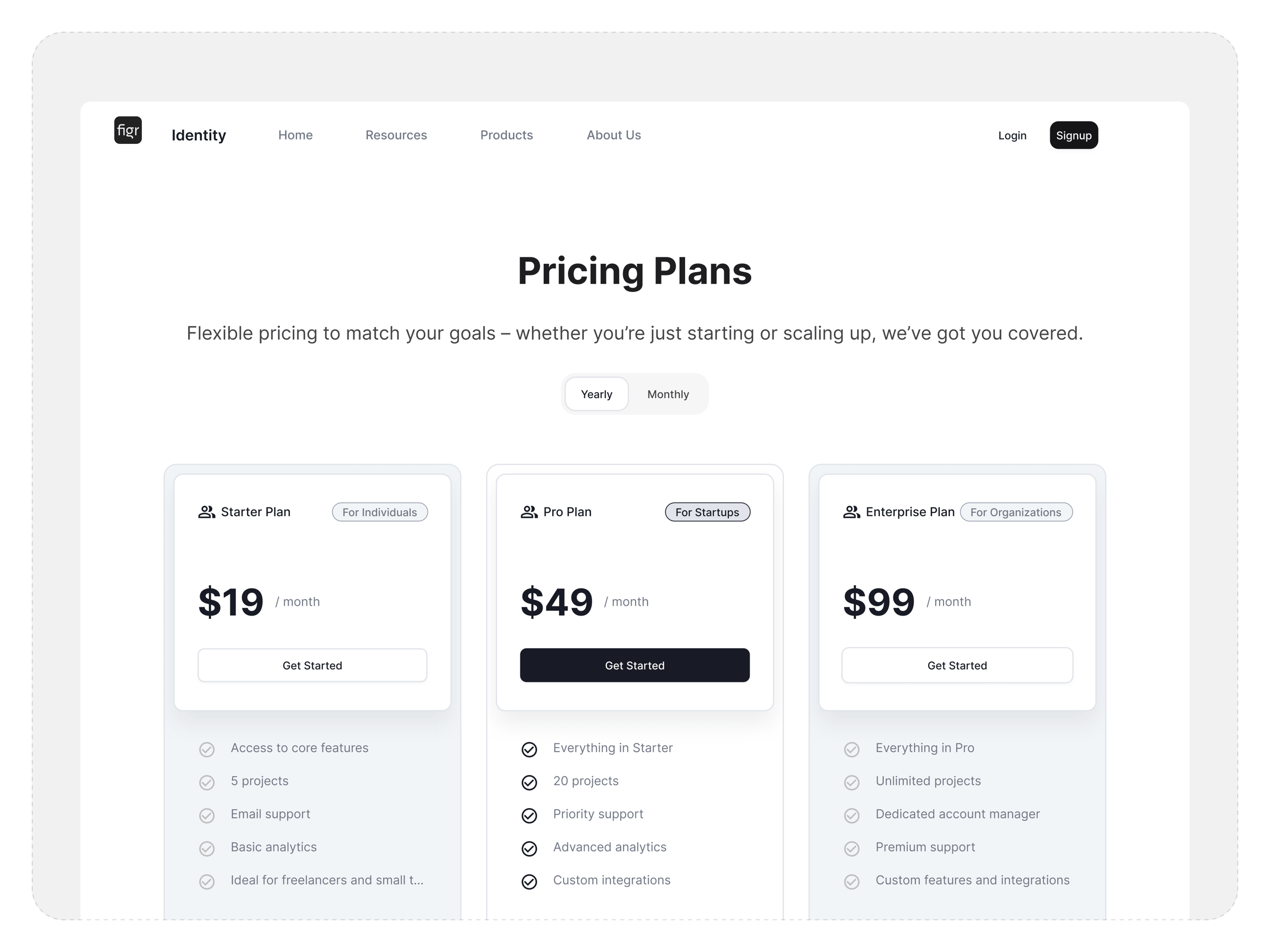 Pricing Page - Figr Identity