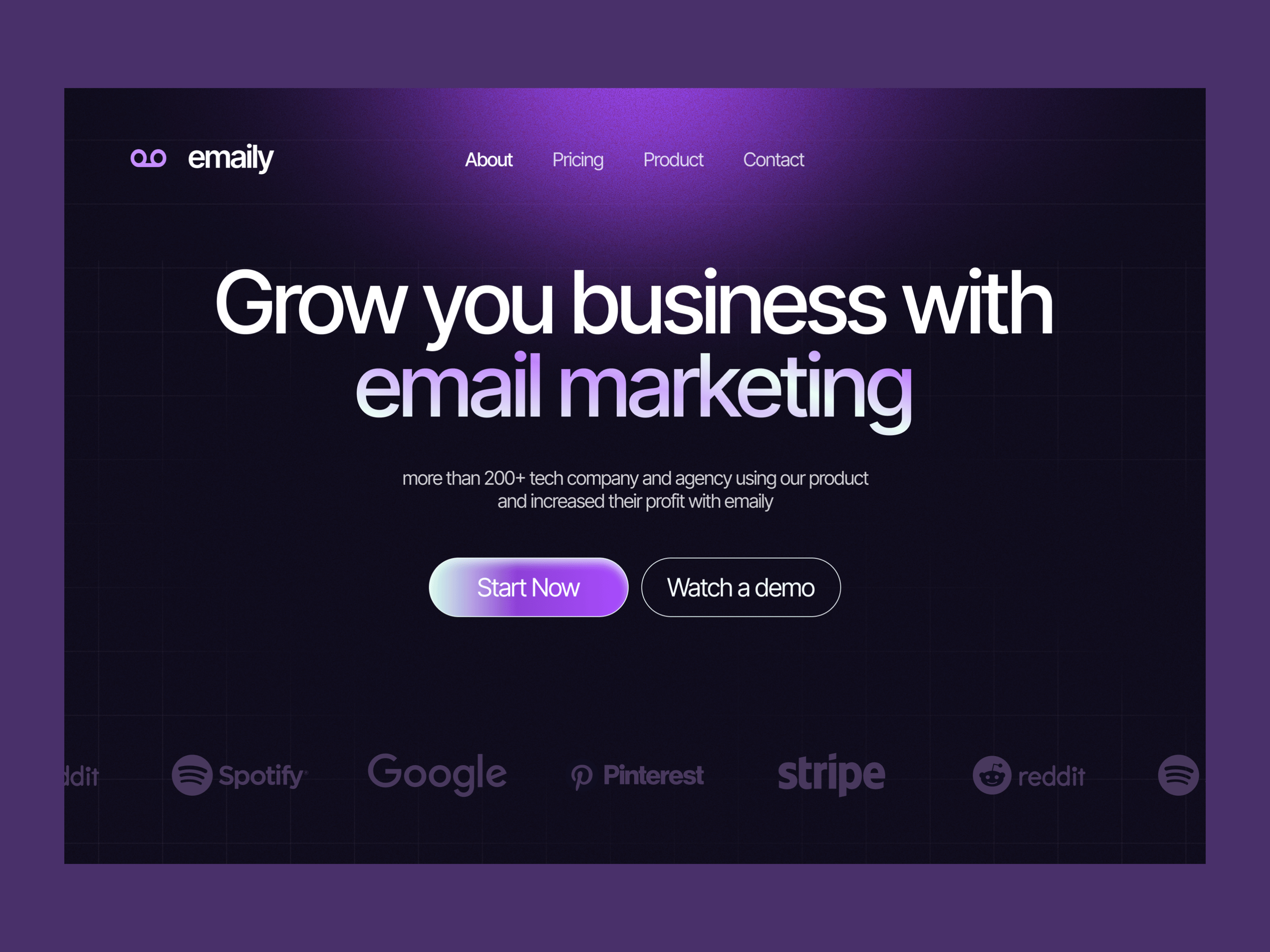 Website hero section for saas startup
