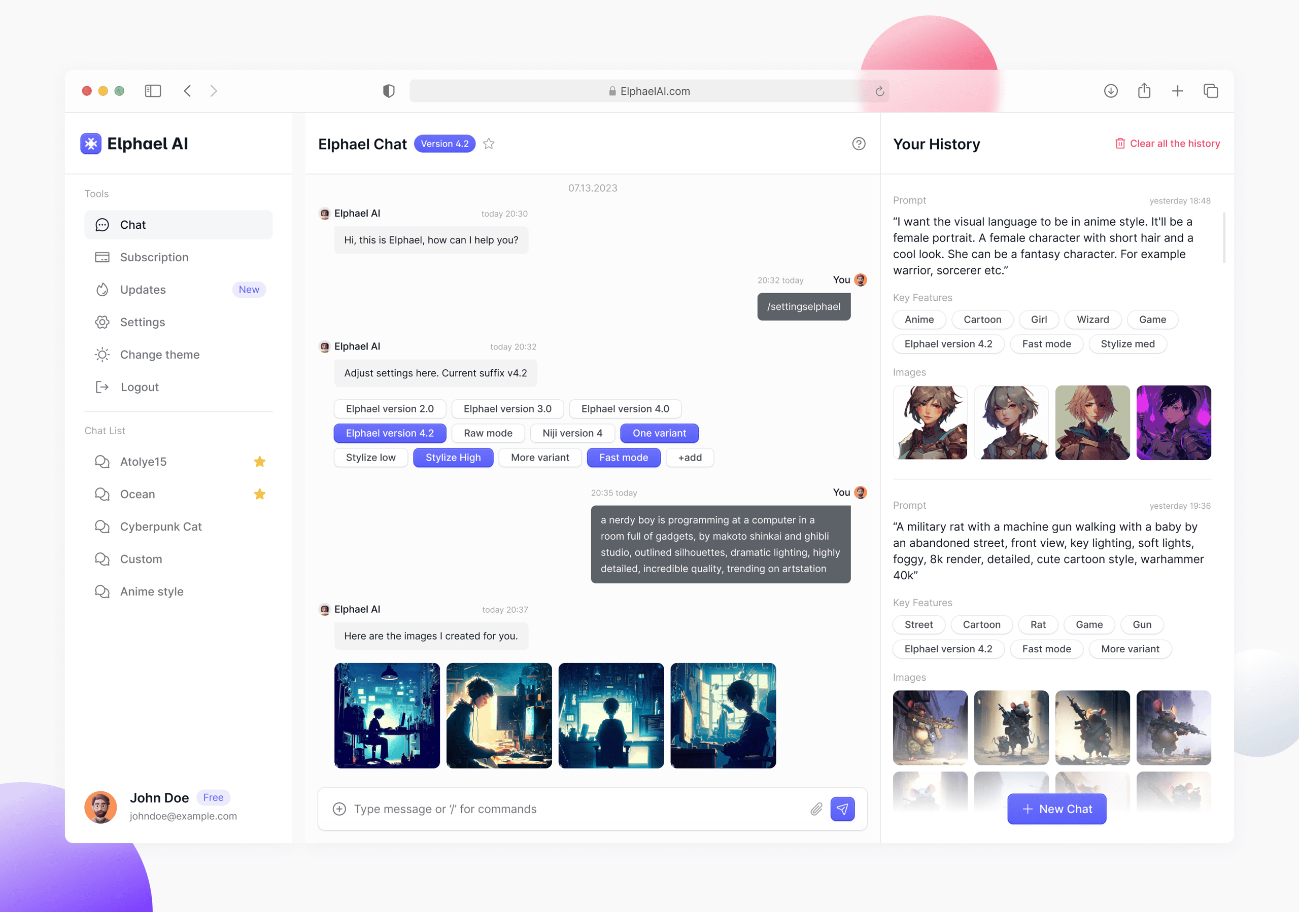 Elphael AI: An Image-Generating Chatbot Design