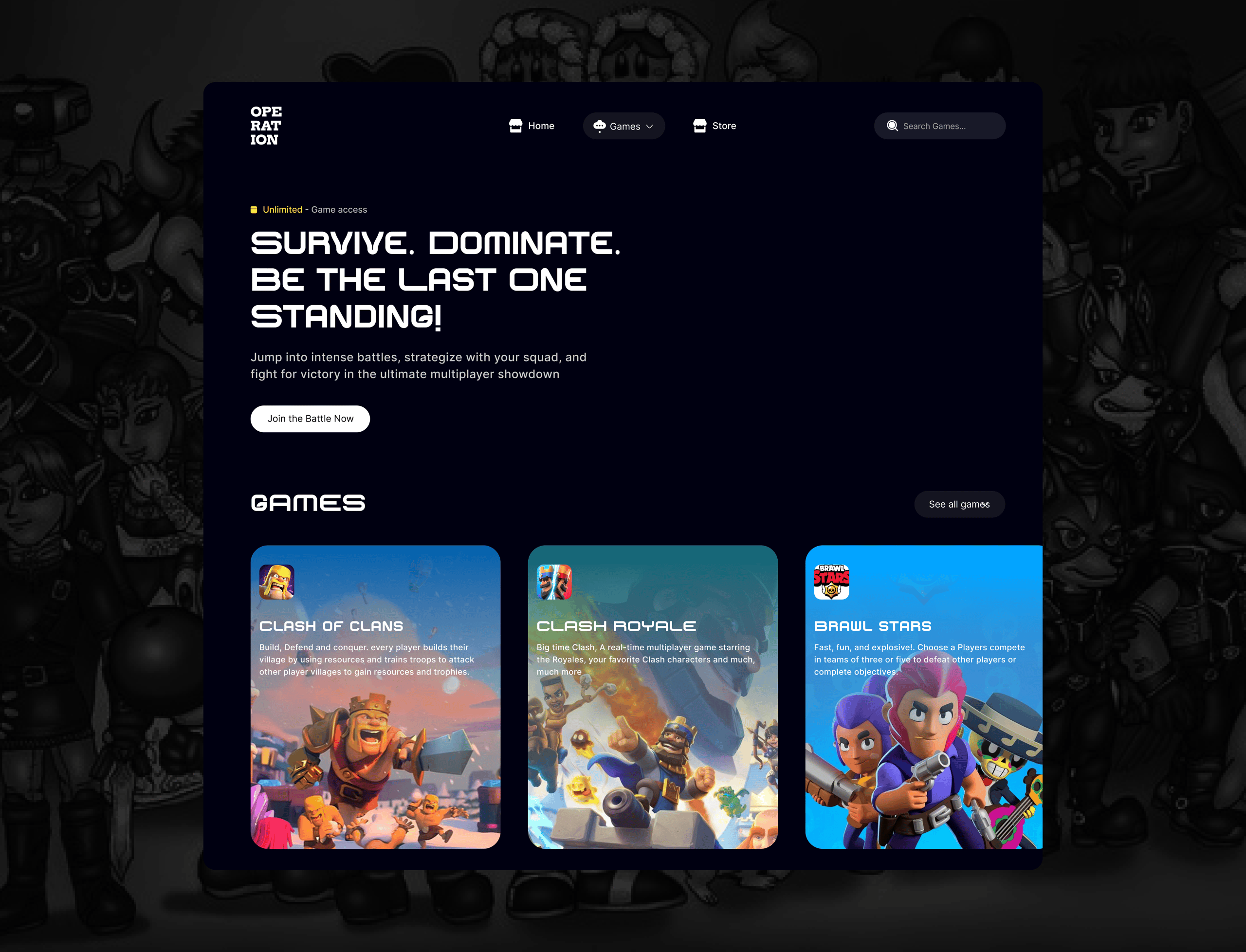 GAME UI HERO SECTION