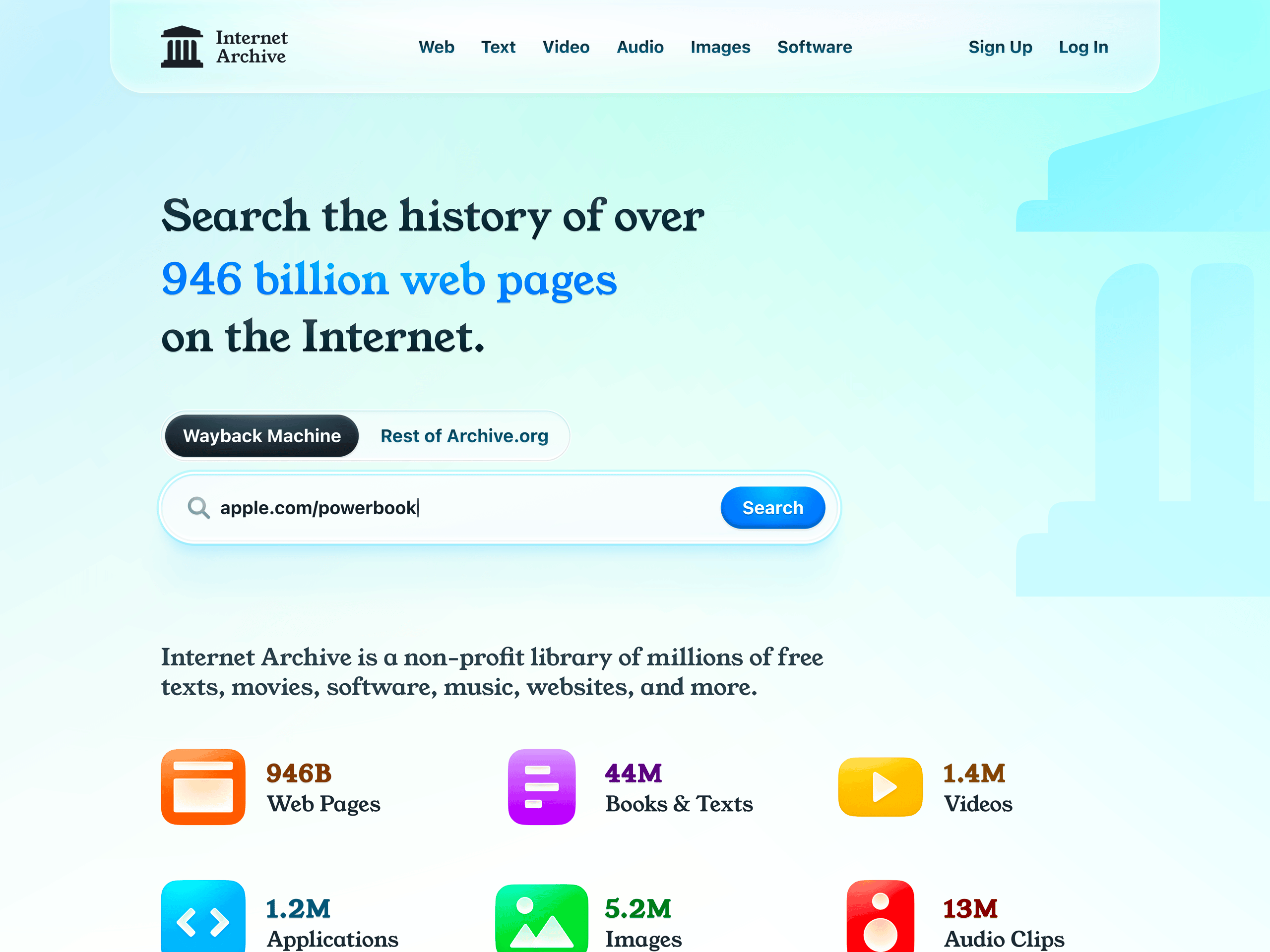 Internet Archive Homepage Redesign Concept