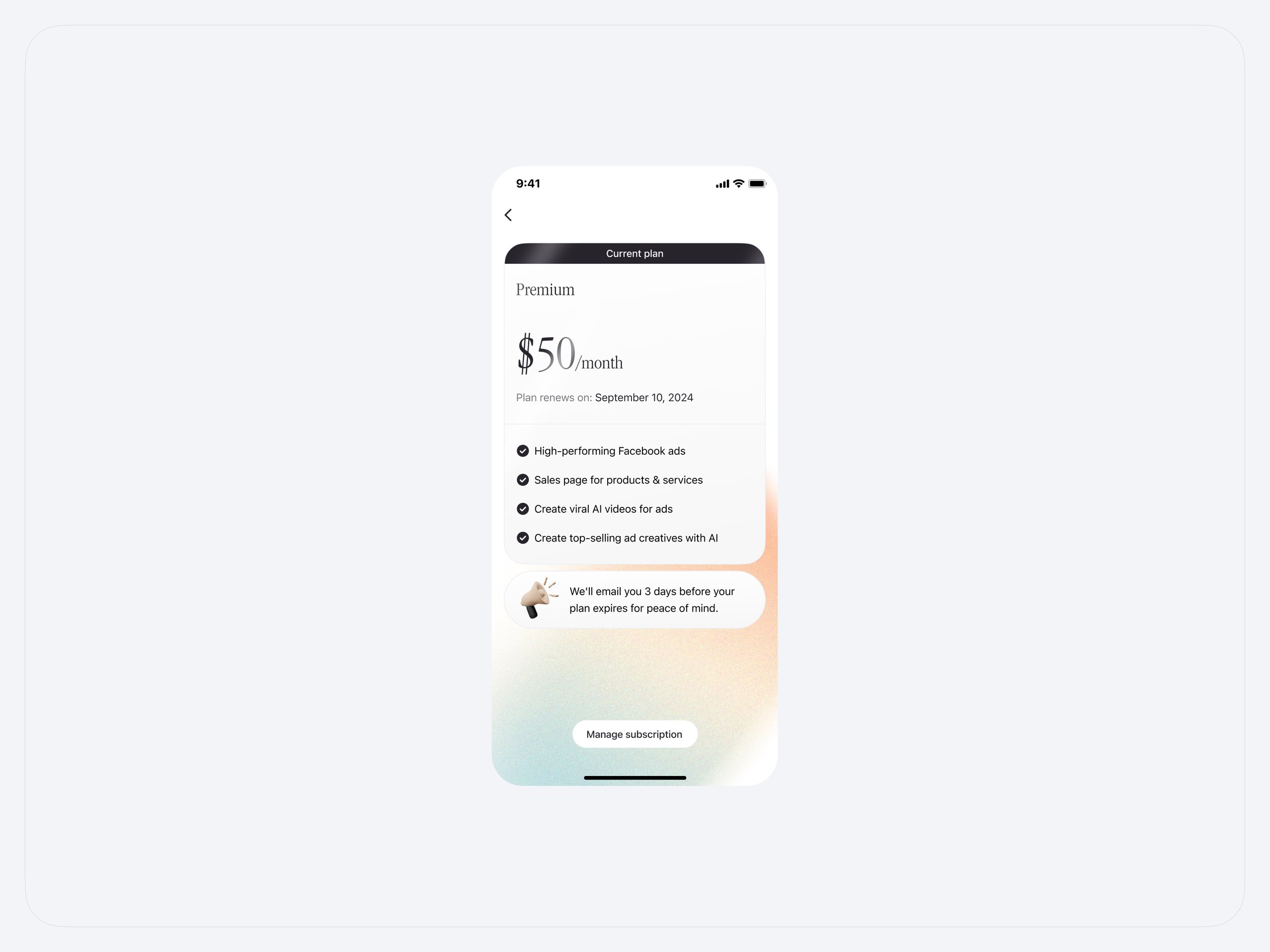 change plan / subscription / details