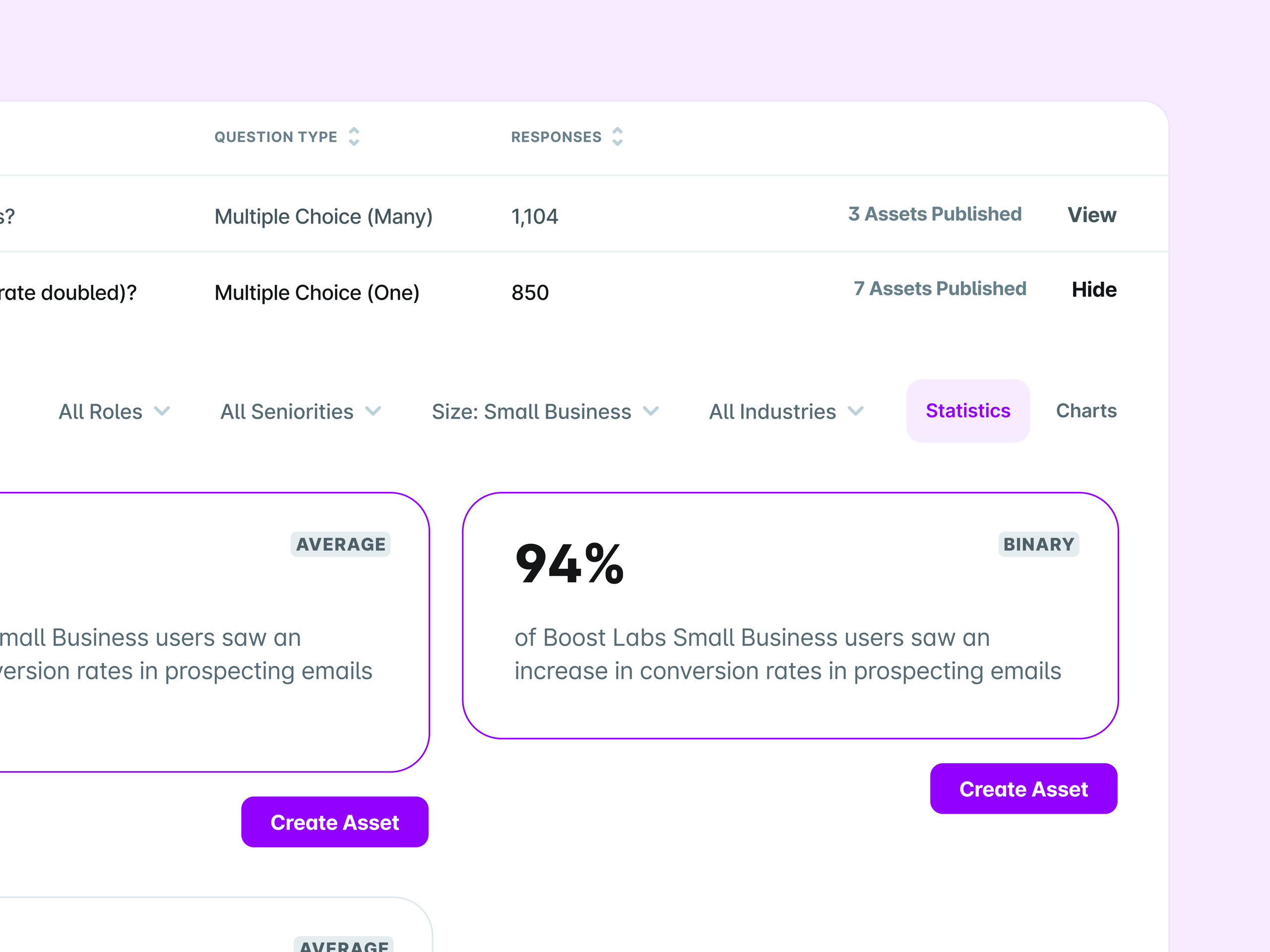 UserEvidence Survey Results Collapsible Table Rows