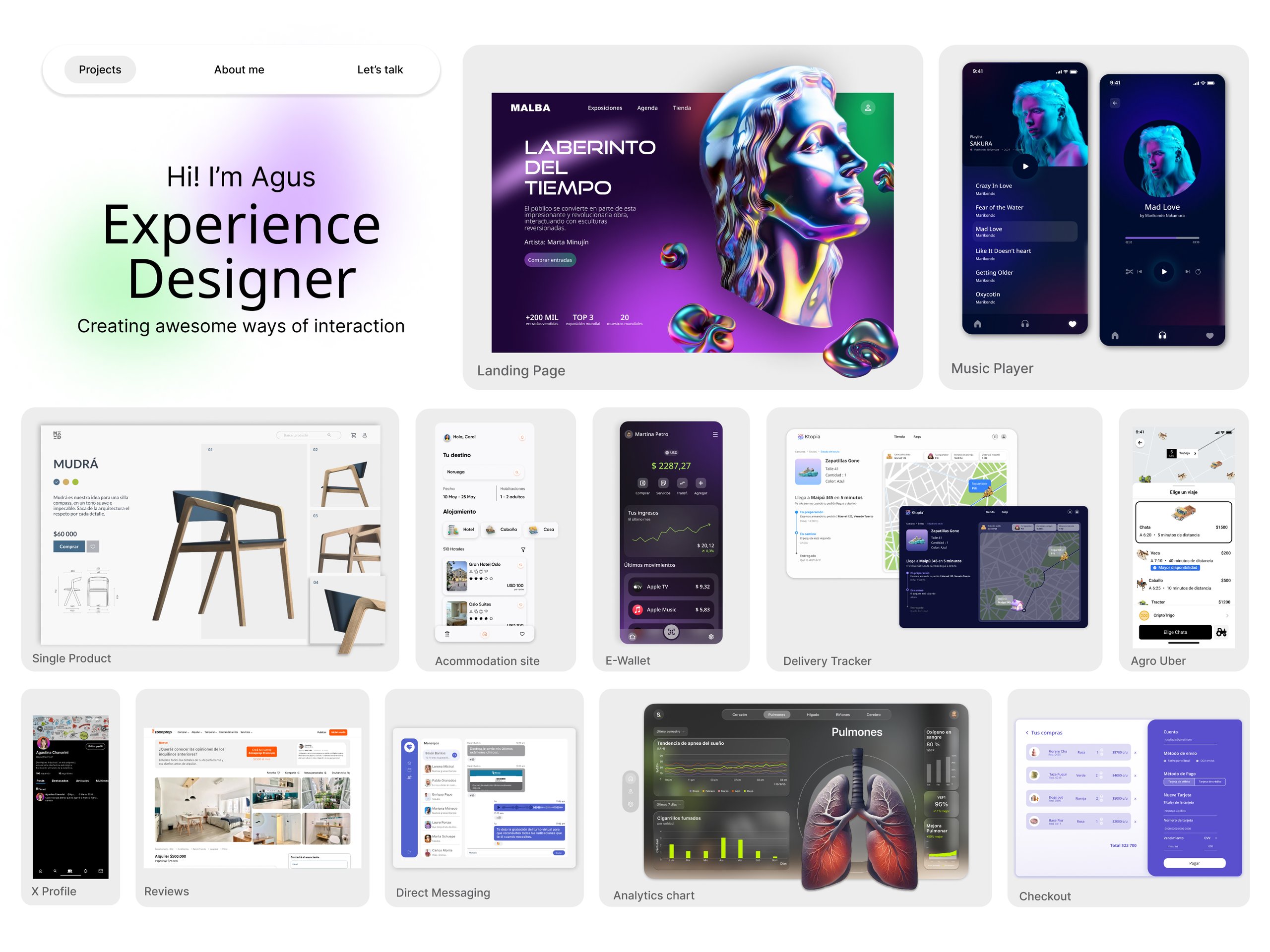 Portfolio: hero section + project grid