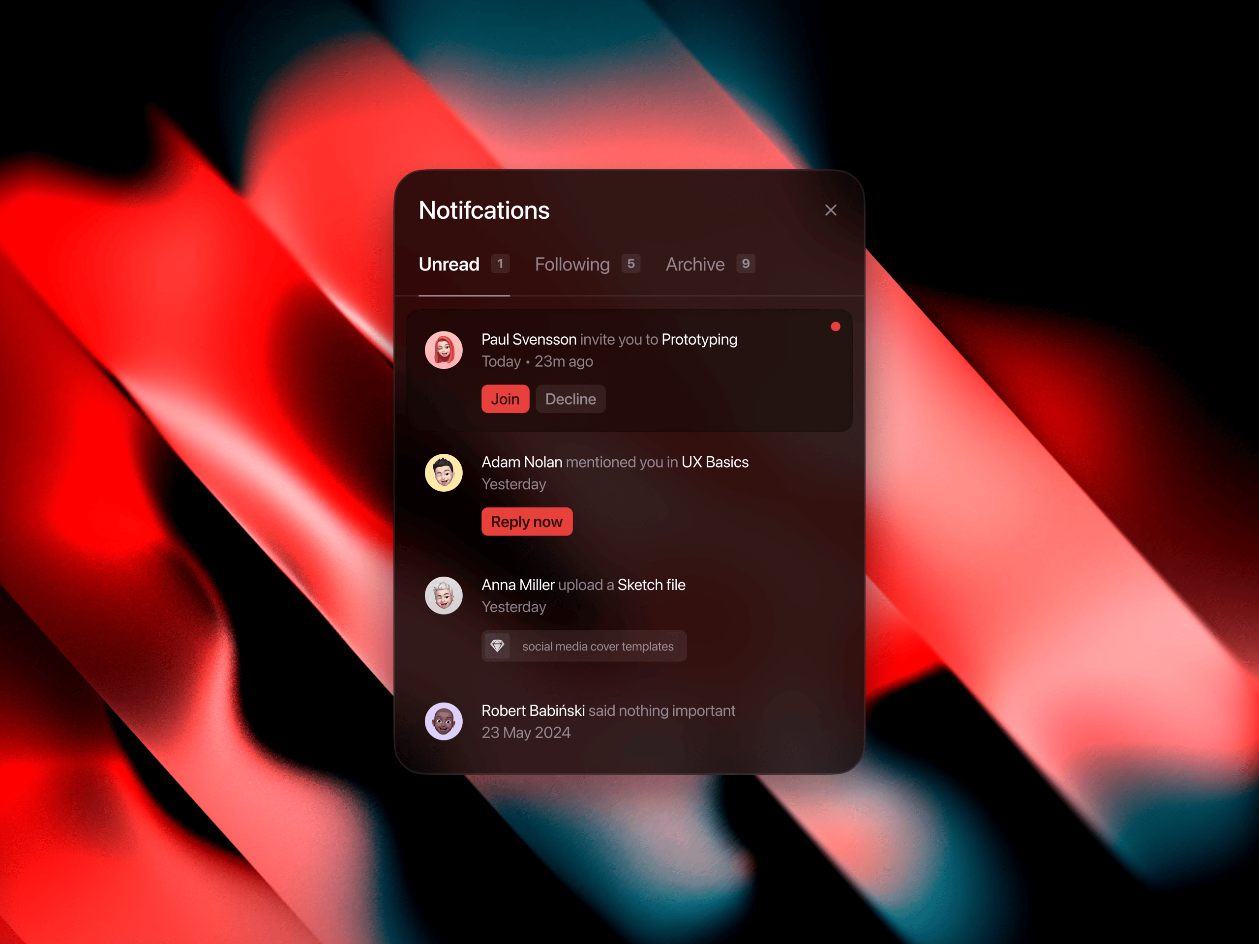 notification panel