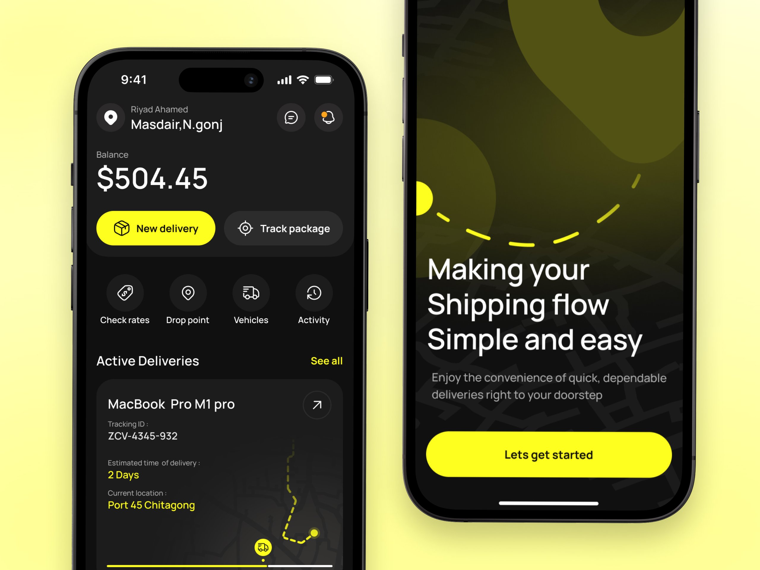 Parcel Delivery Mobile App UI