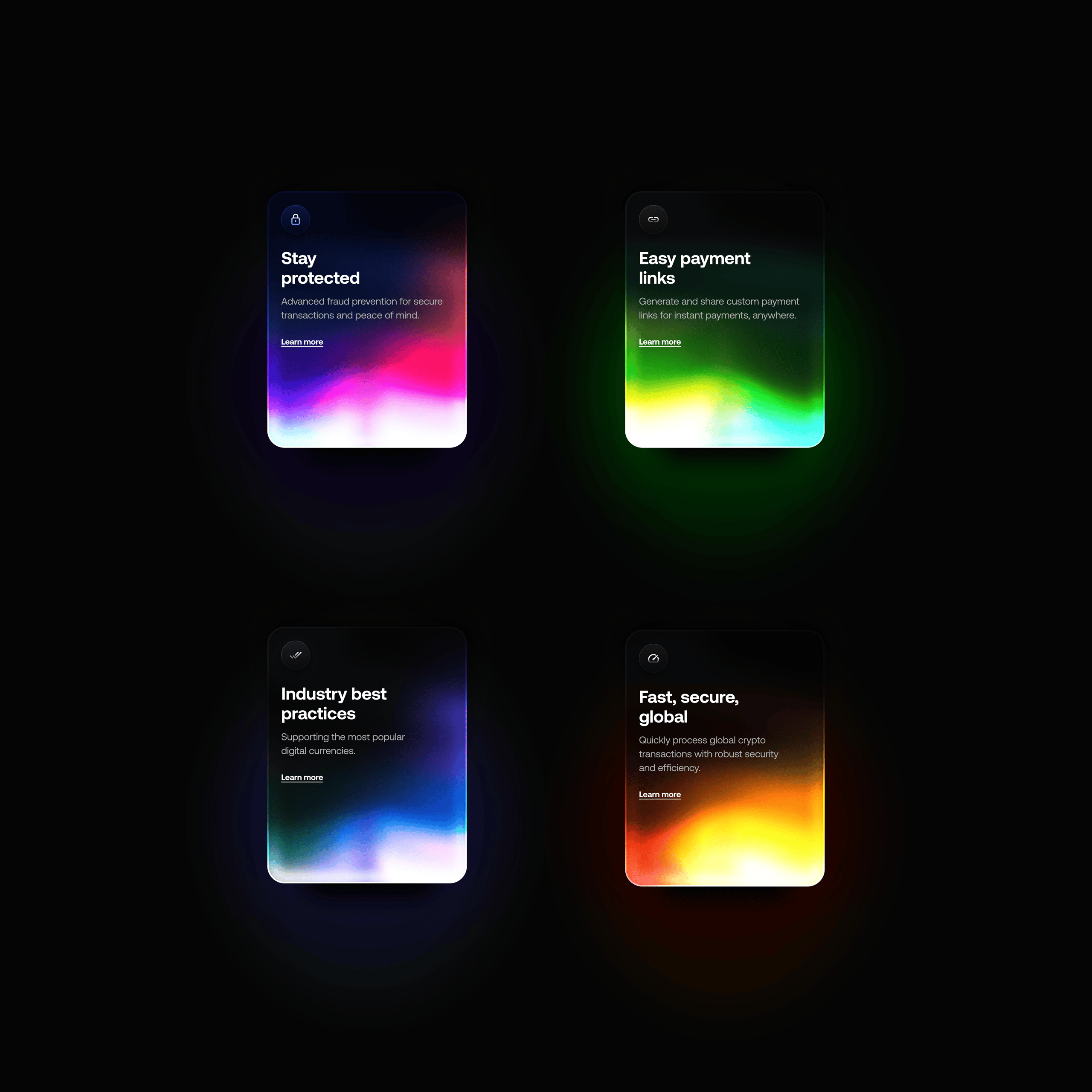 UI Cards with glowing gradient effect