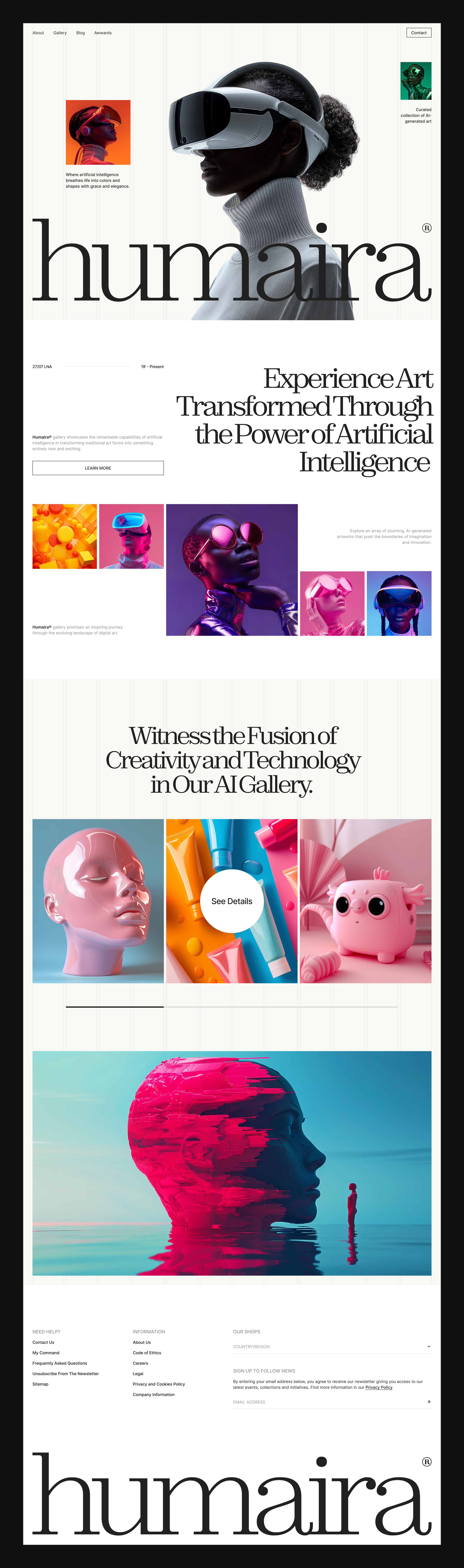 Humaira® - AI Gallery Landing Page