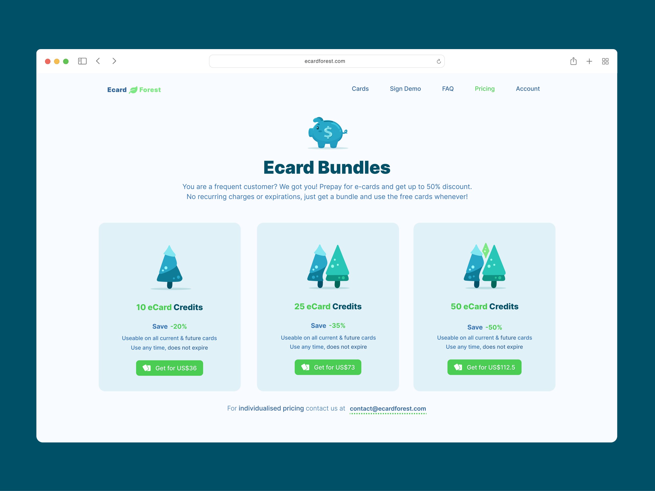 Pricing Page - EcardForest
