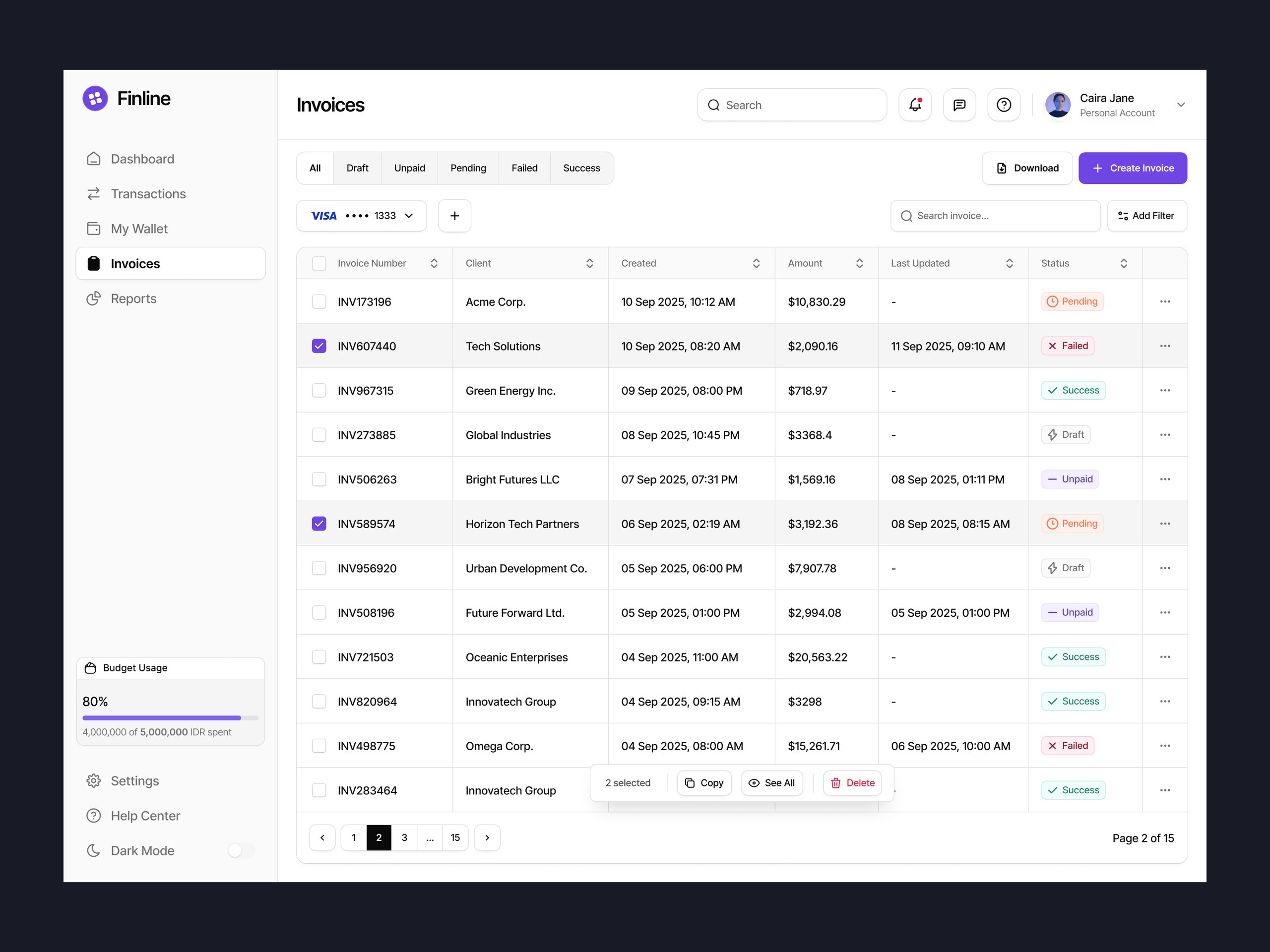 Finline - Financial Dashboard