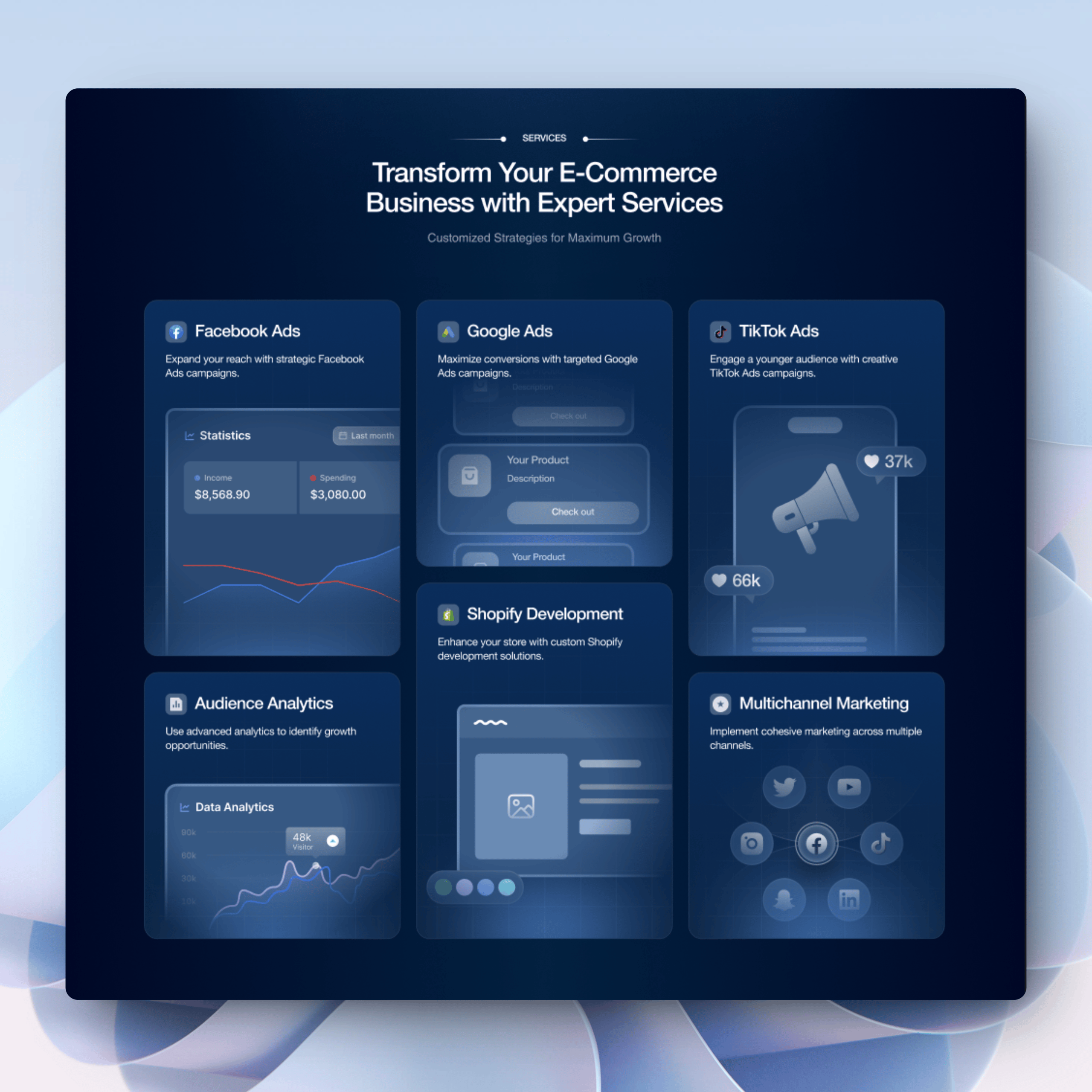 Bento grid for a Marketing website
