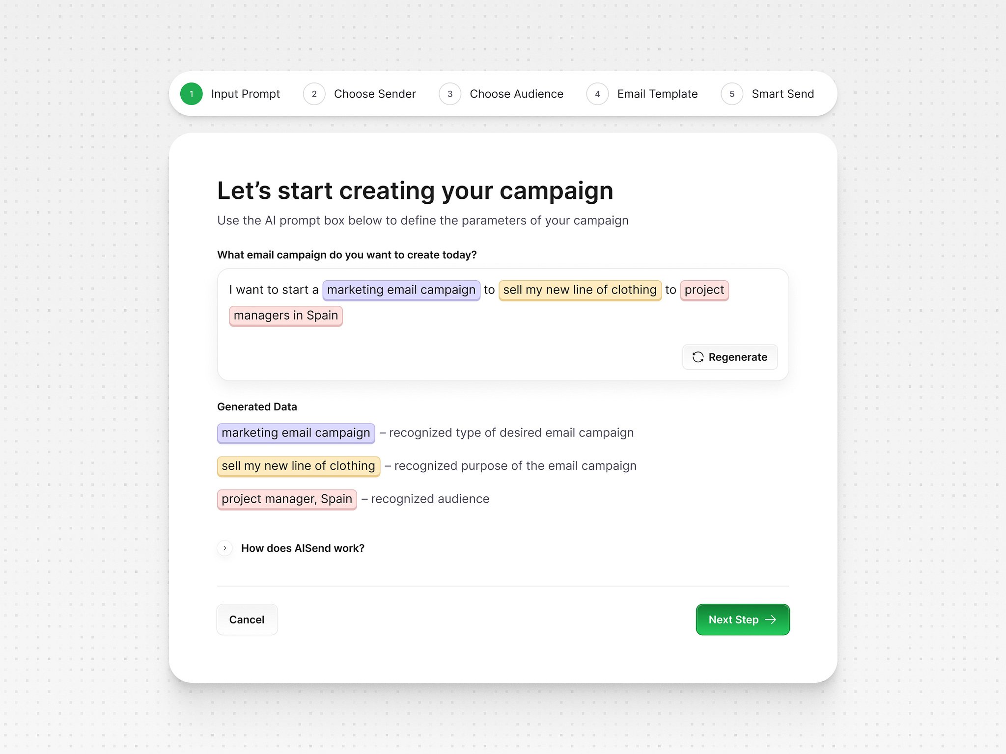 Email campaign creation process