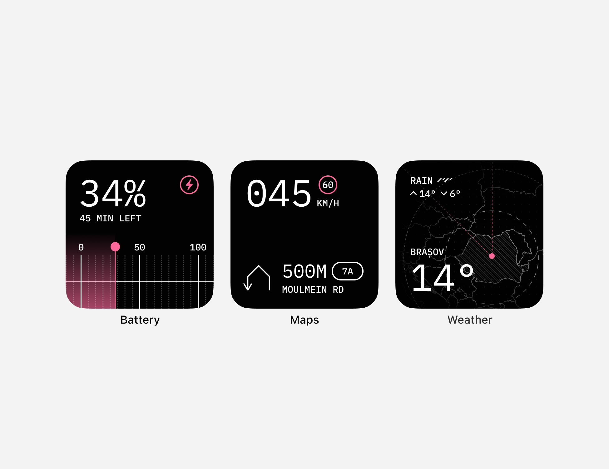 Weather, Maps, Battery widget
