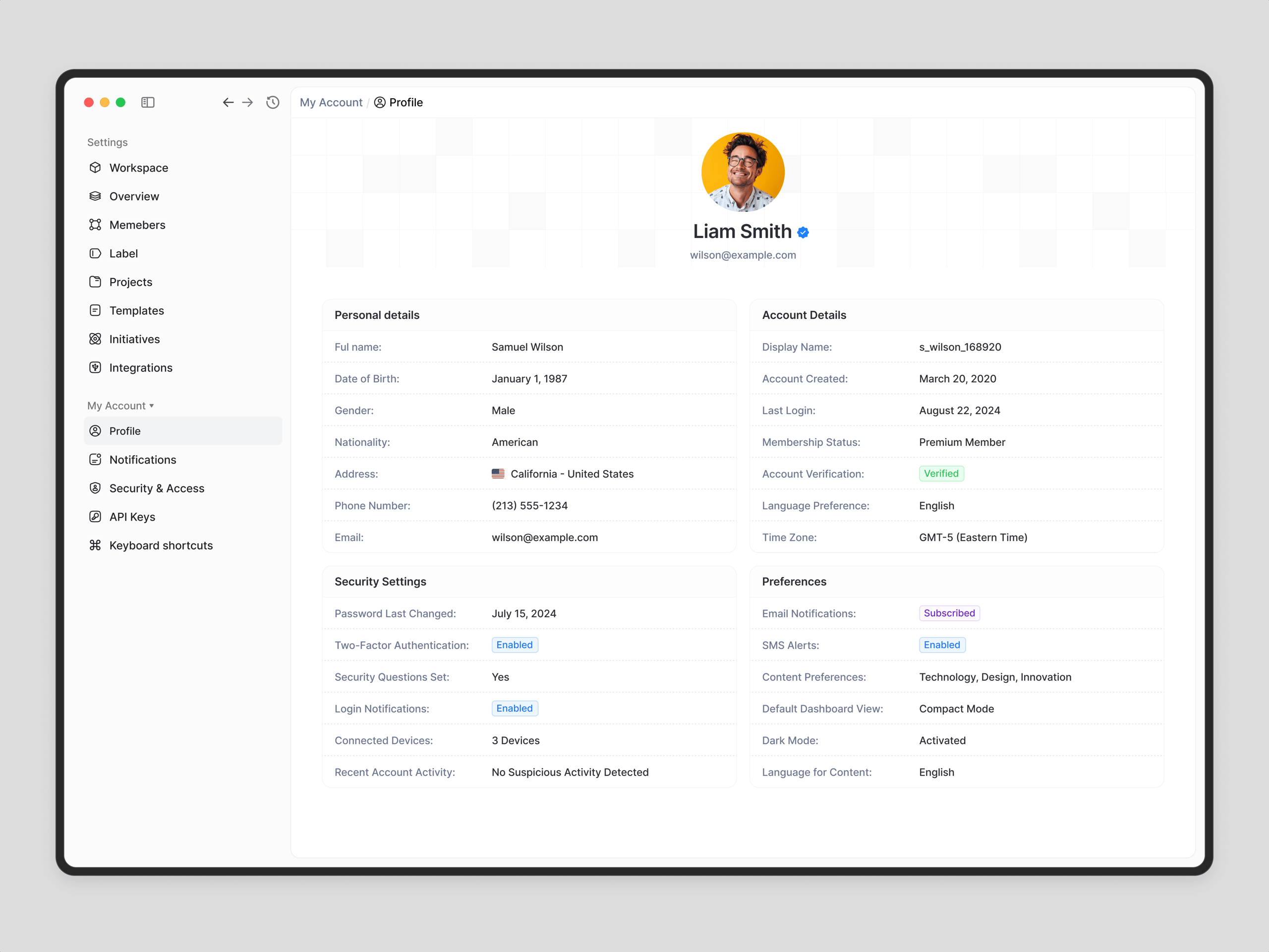 User Profile Page | Light mode
