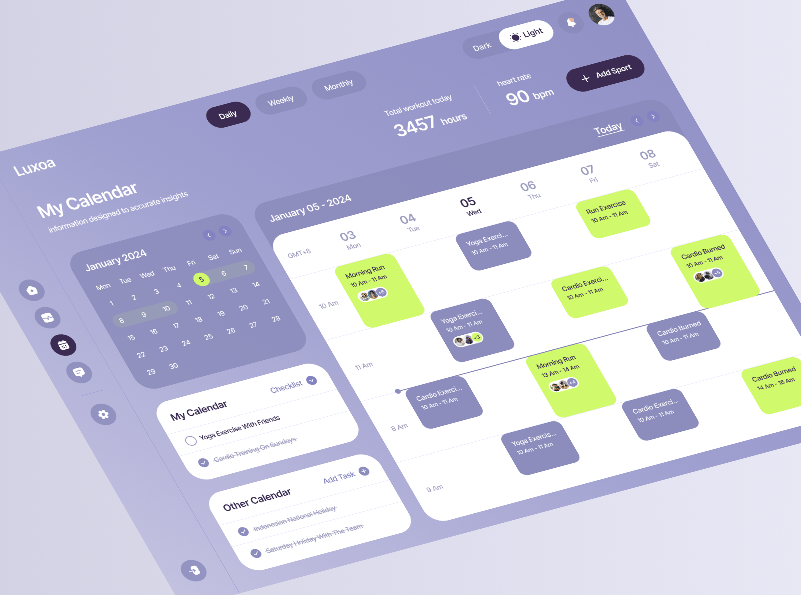 Luxoa - Dashboard Calendar