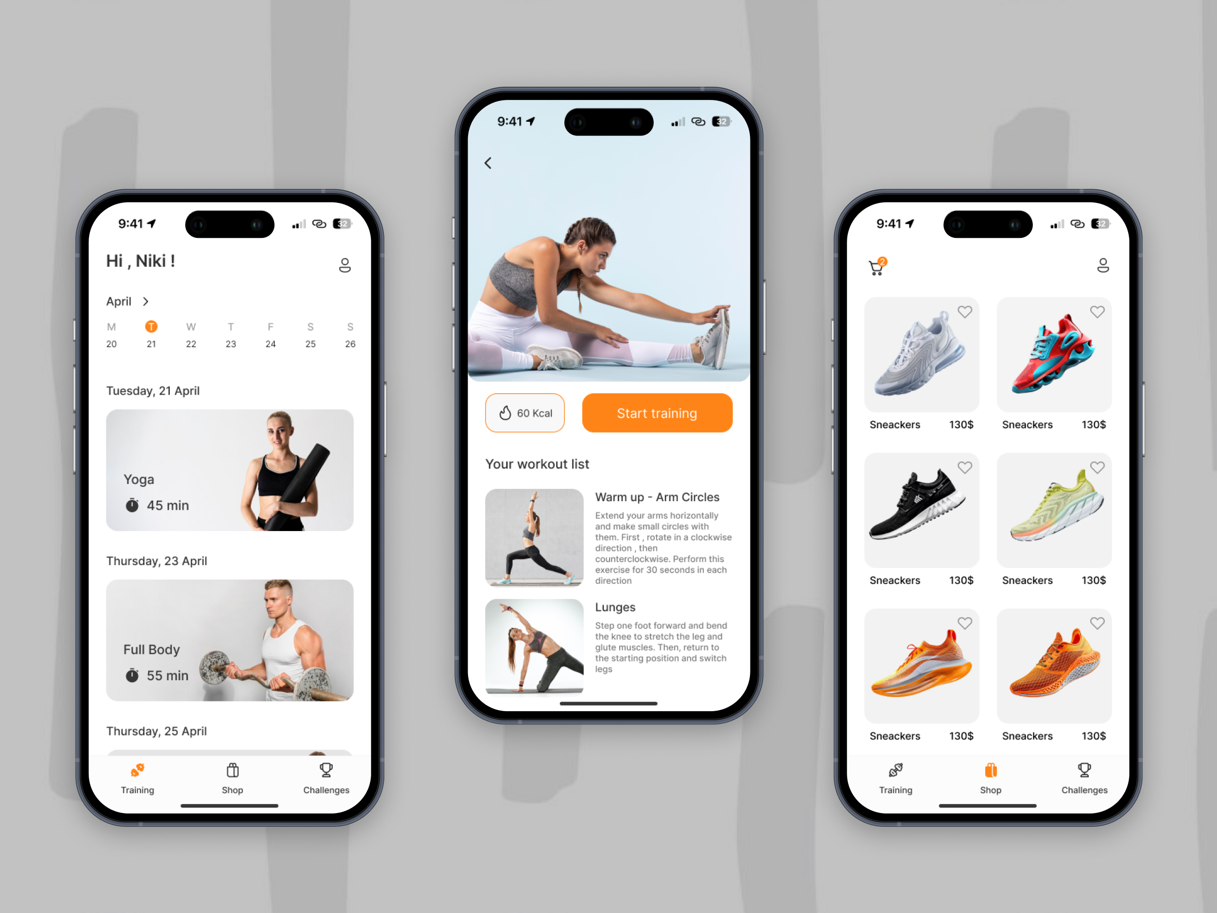 Fitness App (Training plan , Sport shop and Exercise challenges)