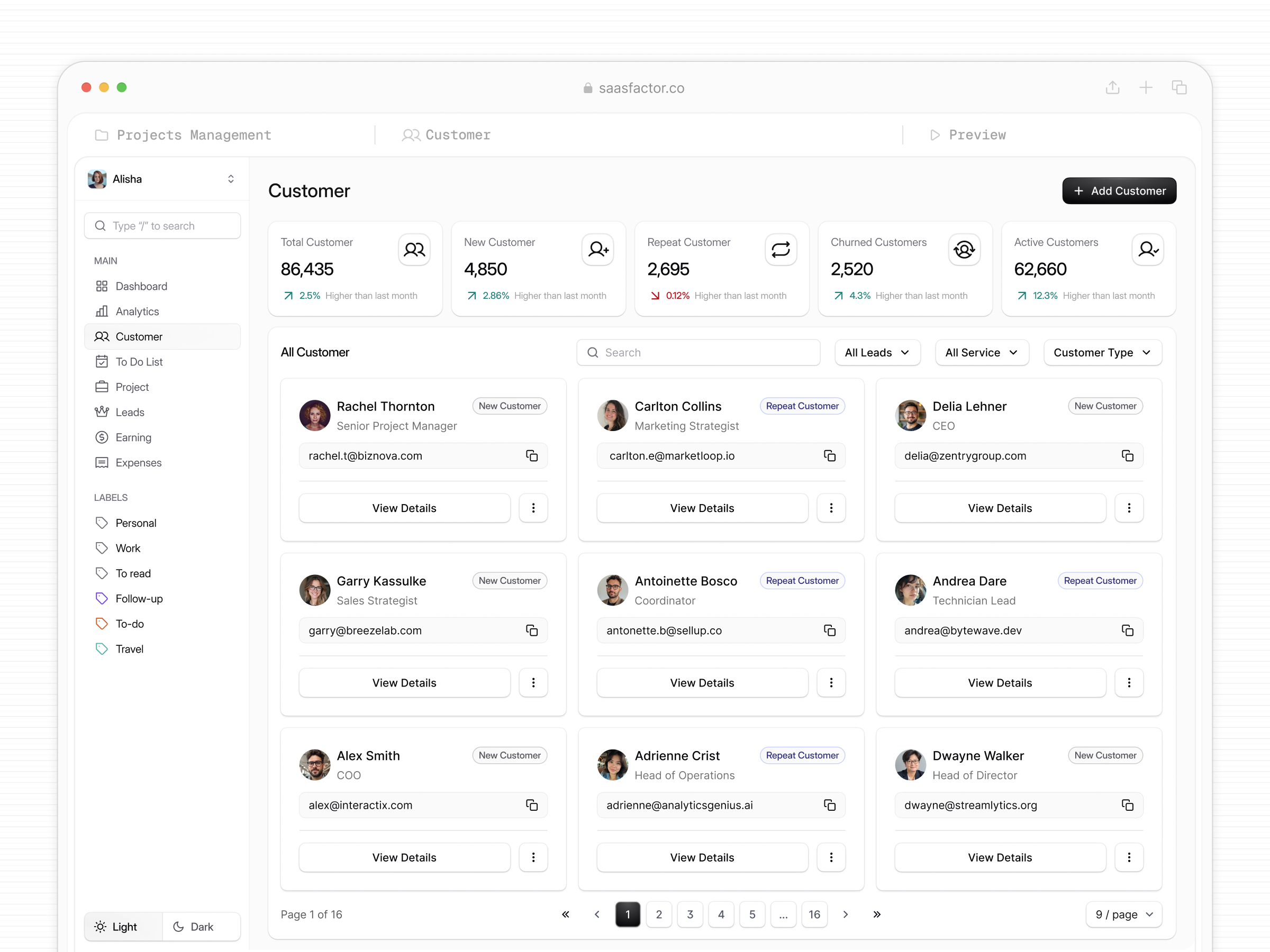 Customer Management SaaS 