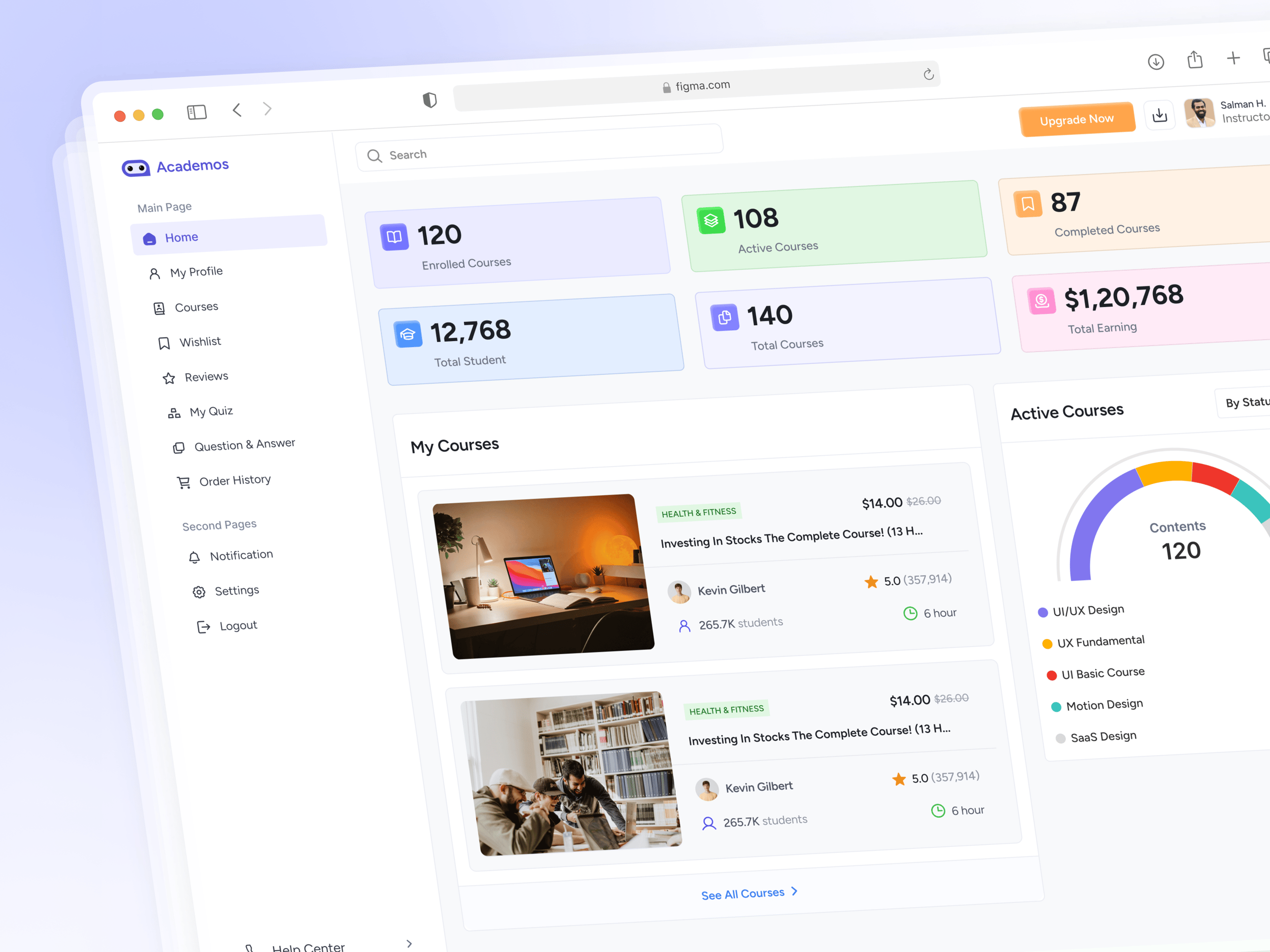 Learning Management System SaaS Dashboard