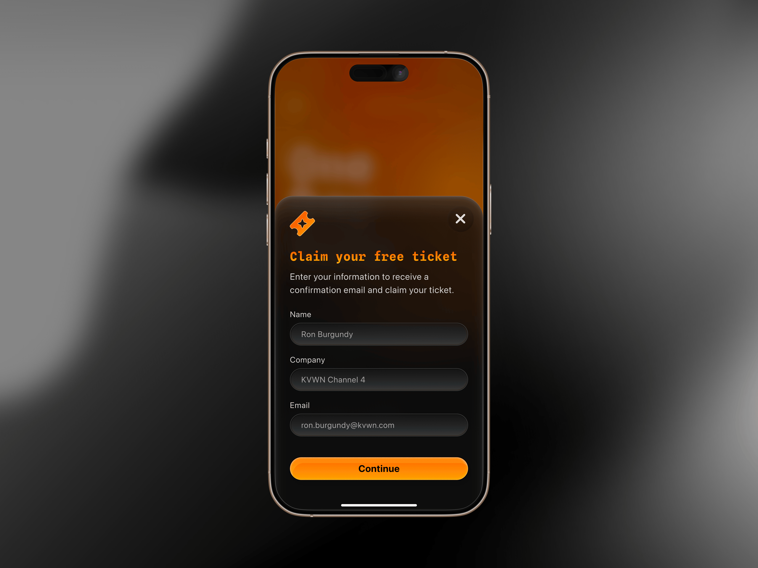 Mobile Ticket Form UI