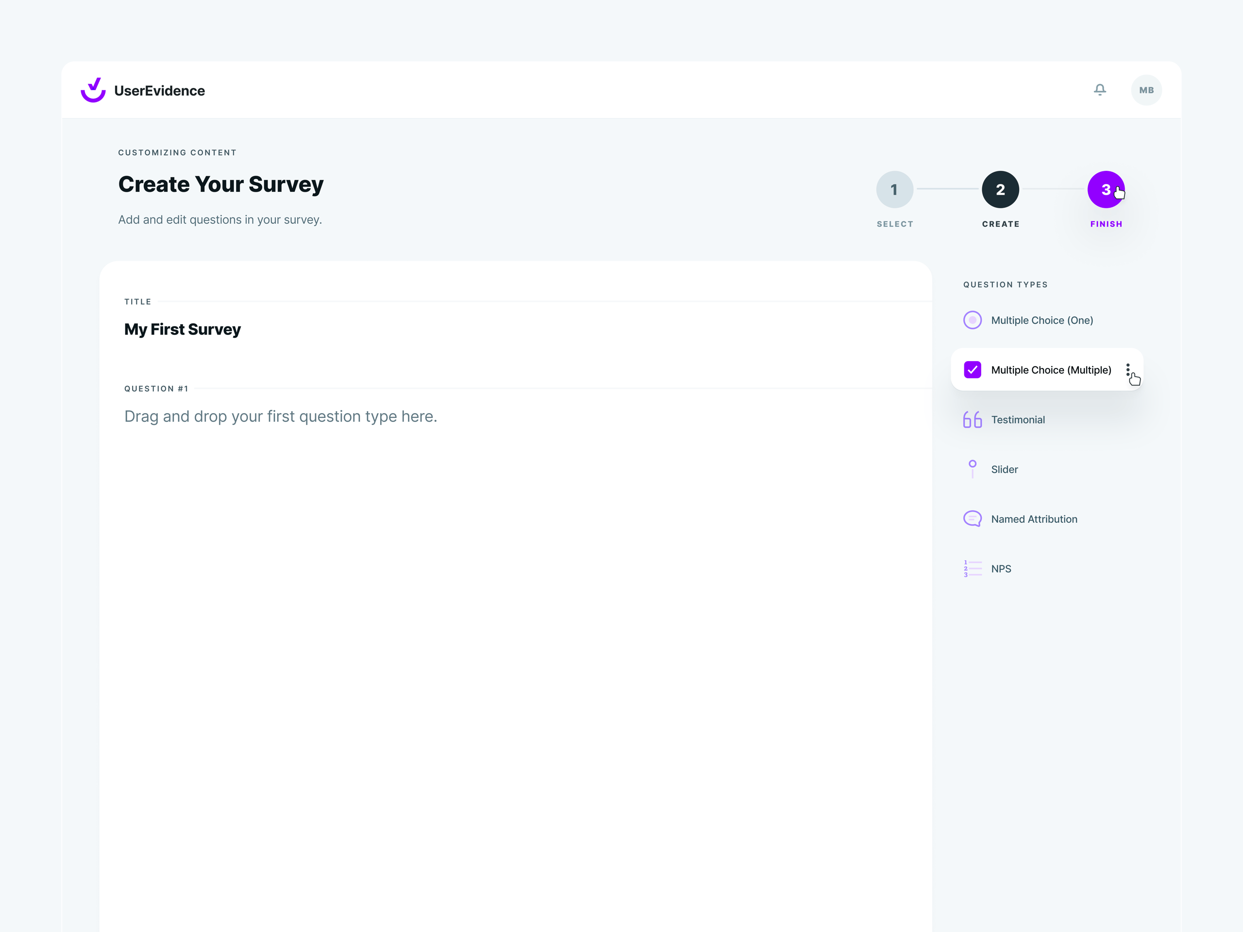 Survey Builder Mid-Fidelity Wireframe