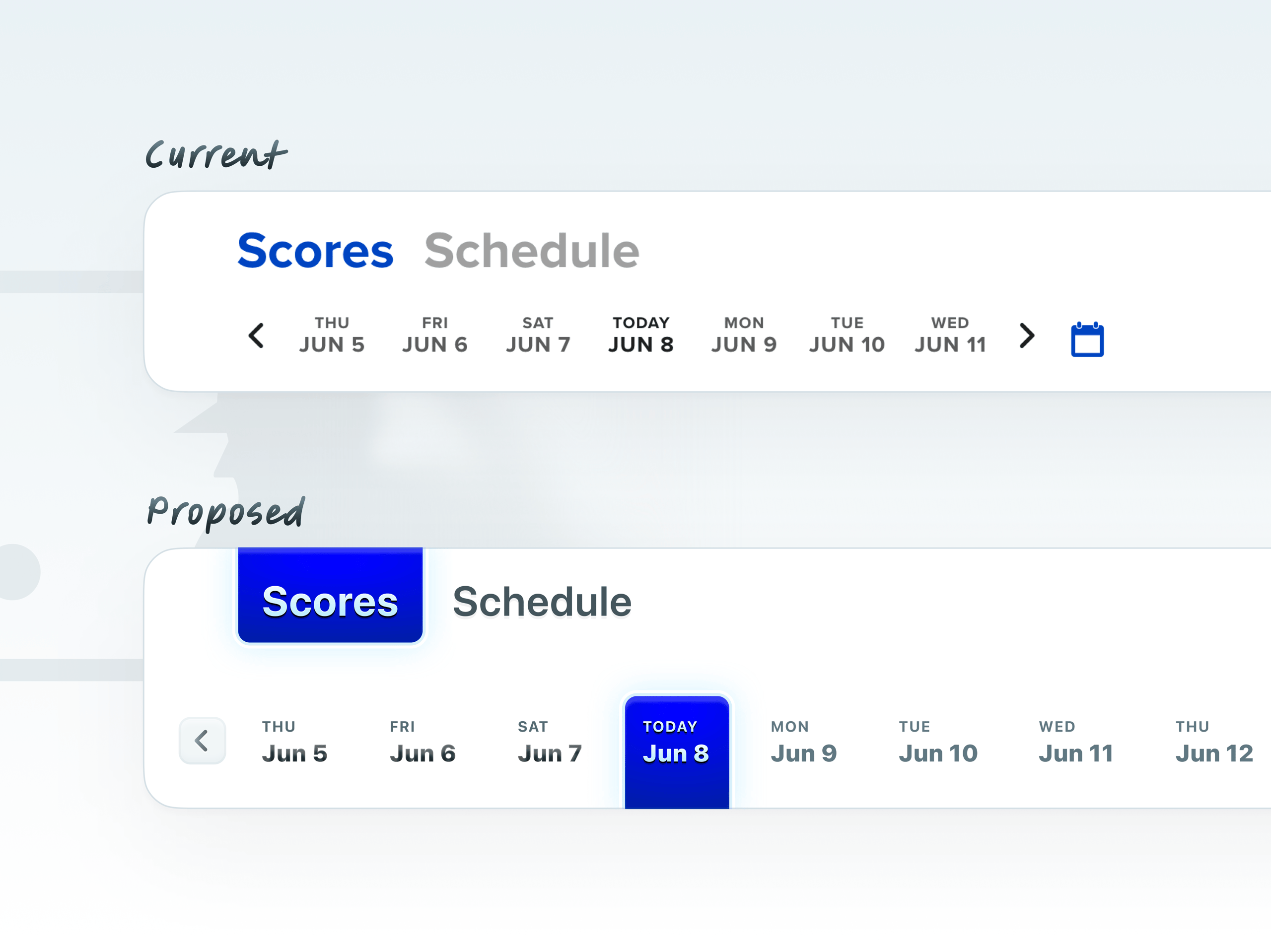 MLB Scores Header UI/UX Concept