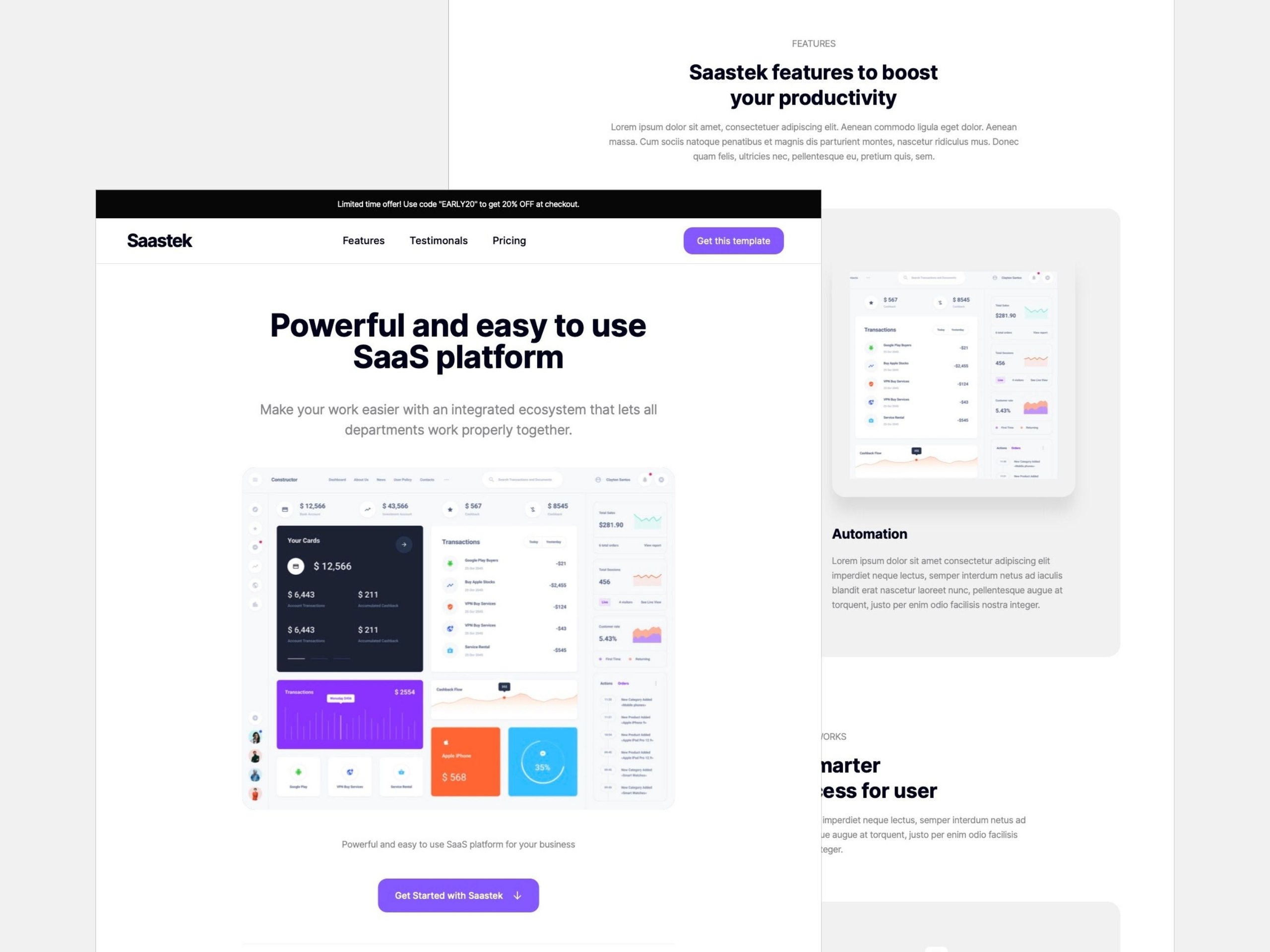 Saastek - Landing Page Carrd Template
