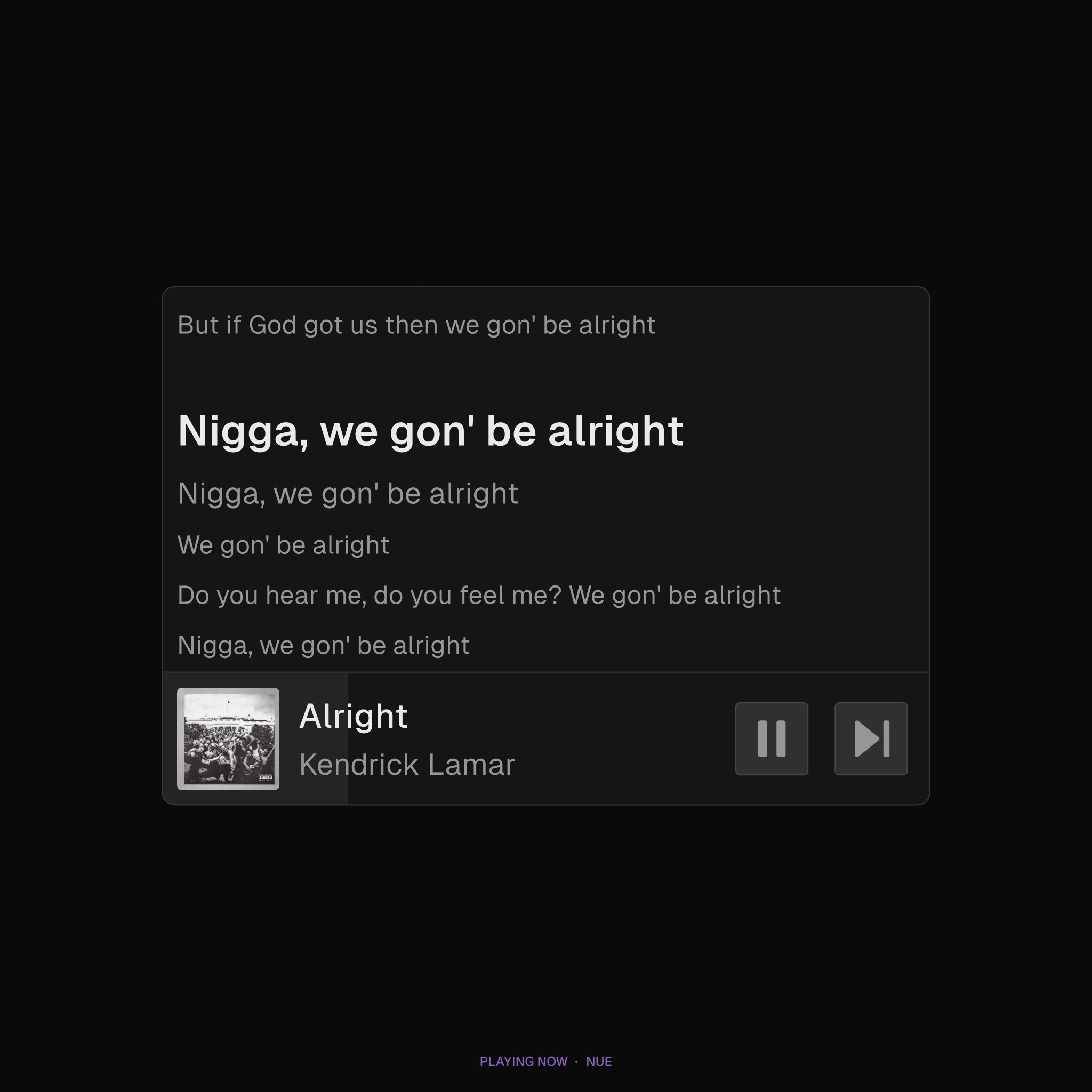 Simple "Playing Now" with Lyrics