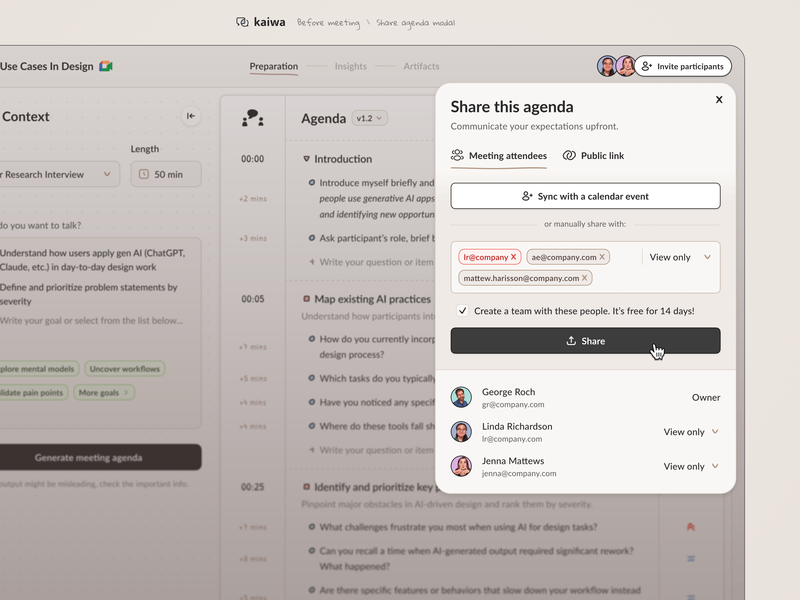 Share modal (PLG-led Activation)