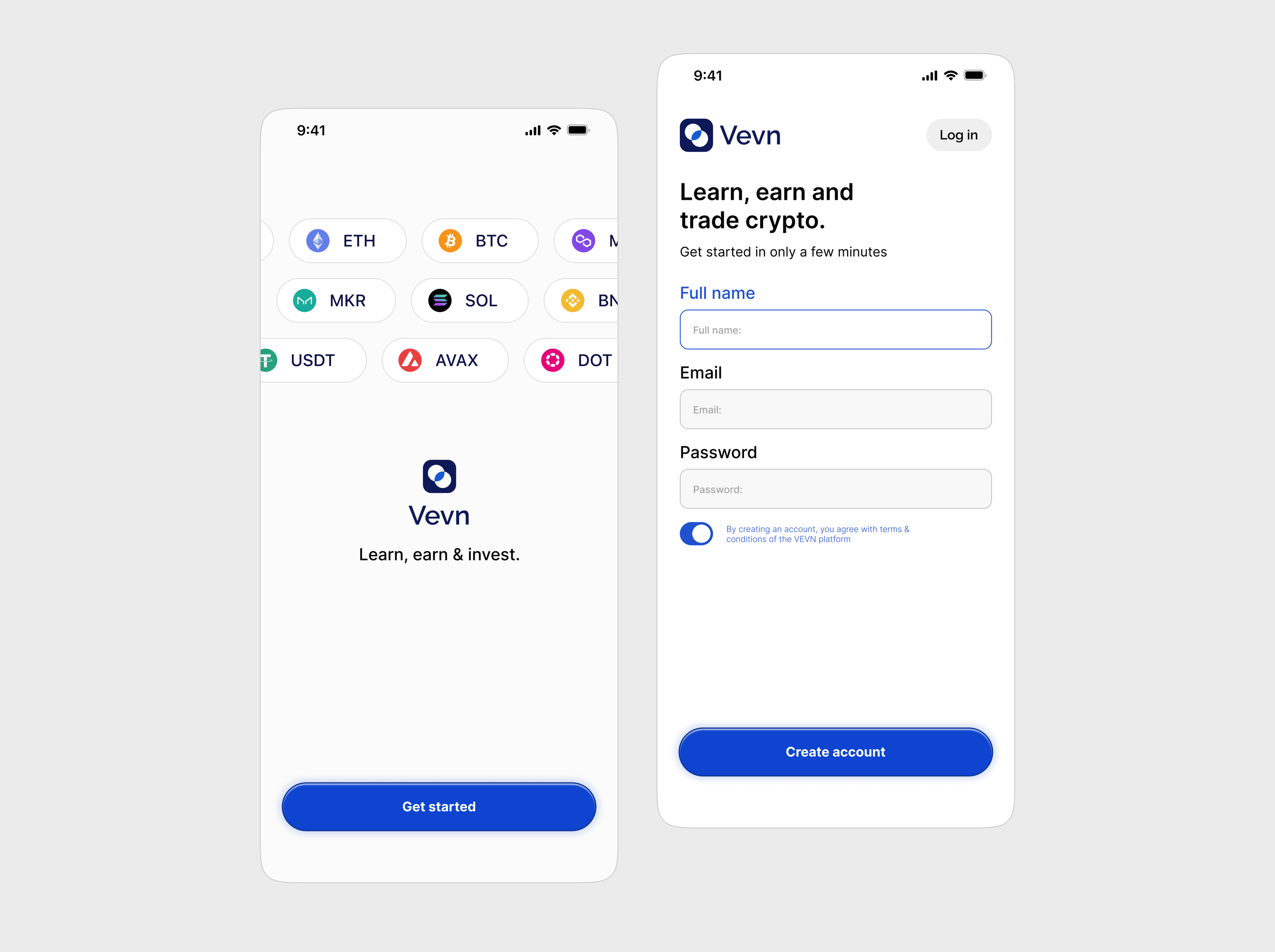 Splash screen & sign up