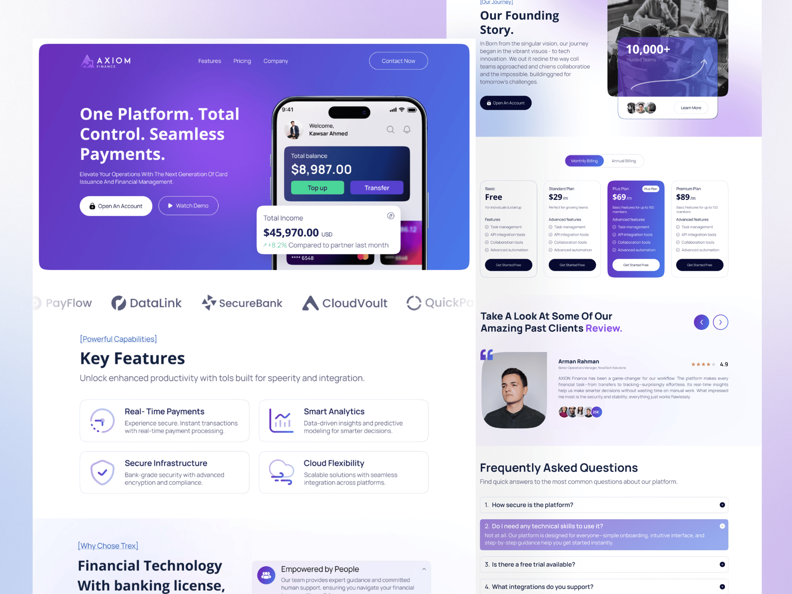 Axiom - SaaS Website UI Design