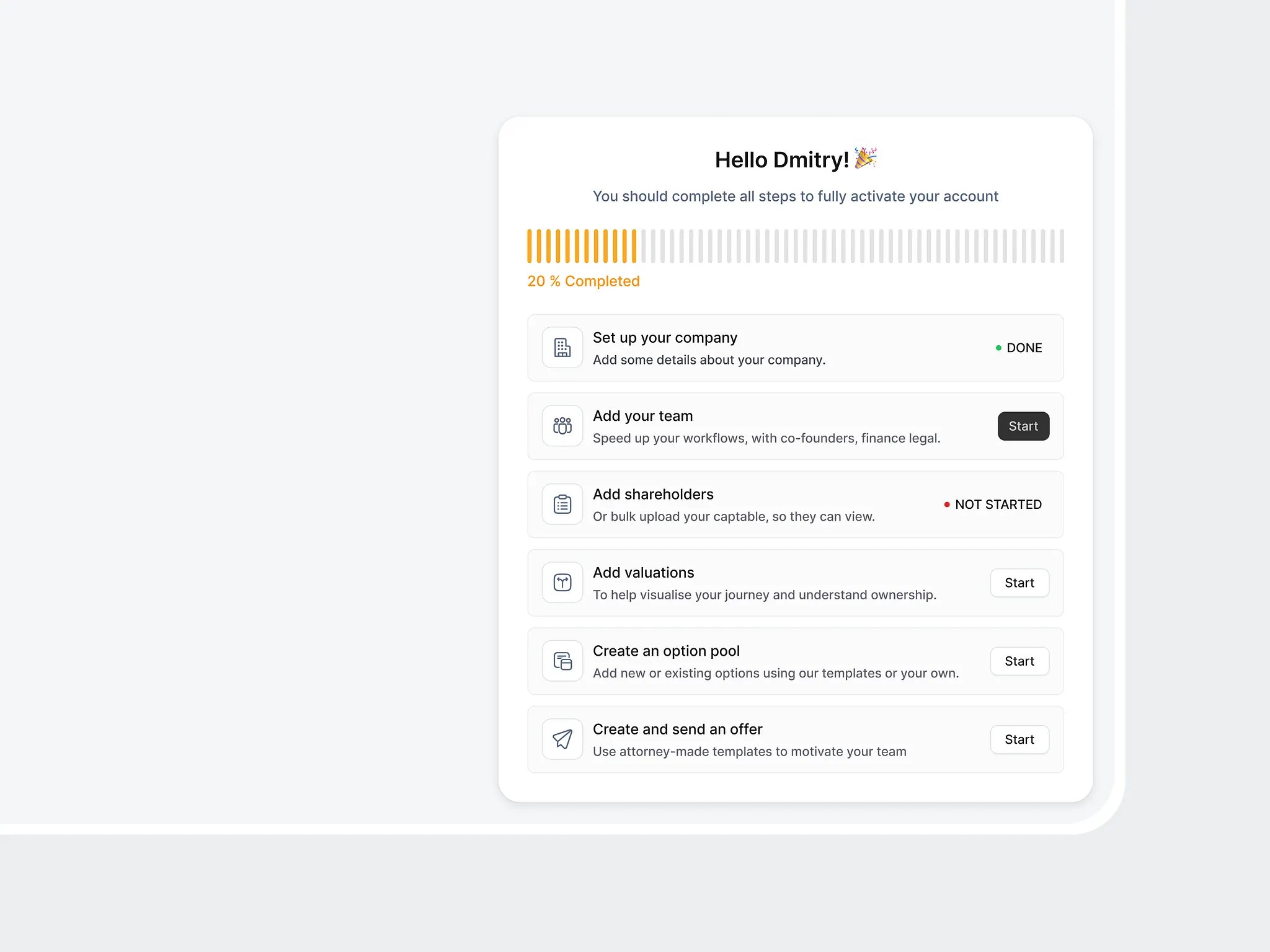 Progressive Onboarding Checklist