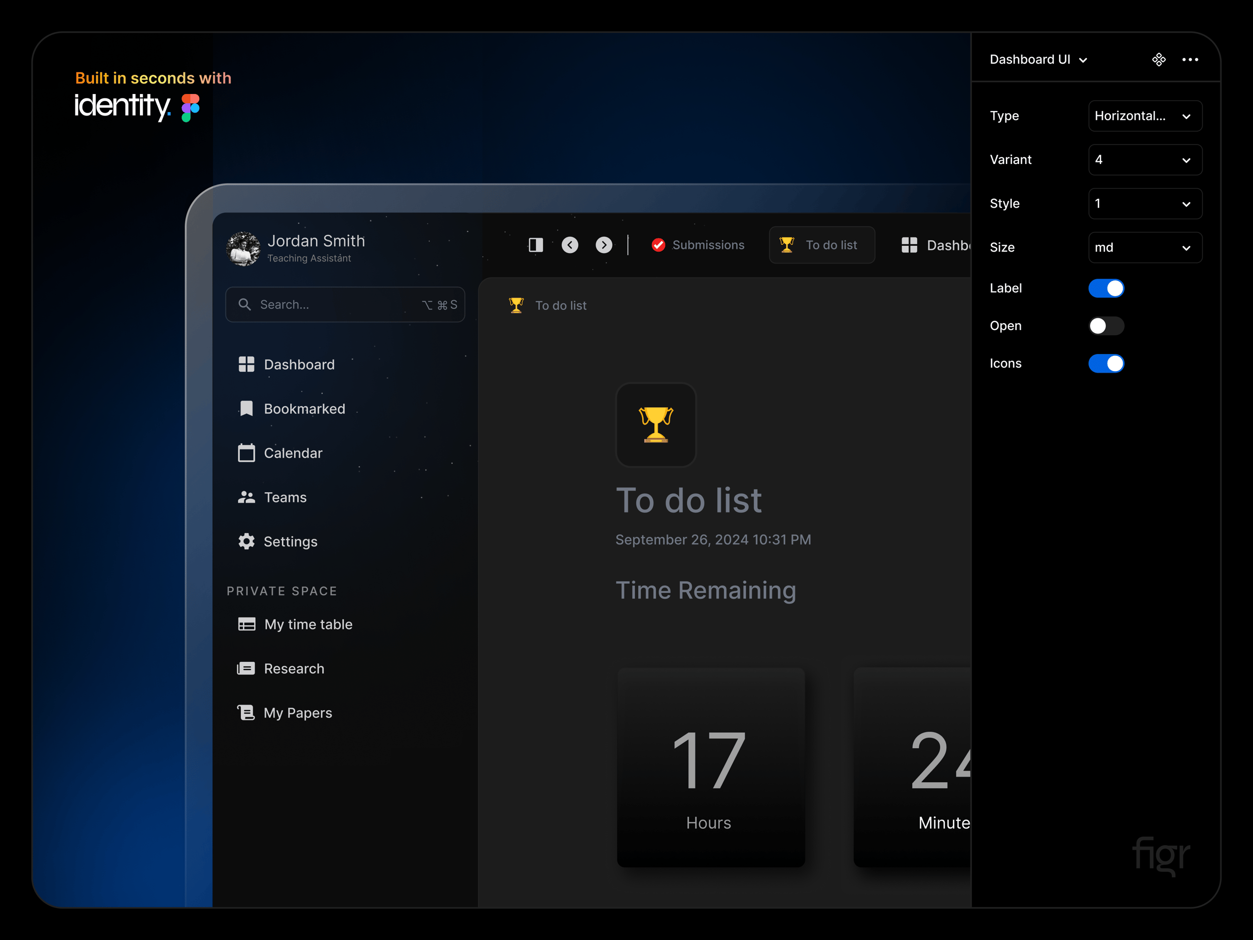 Made with Identity - Productivity Dashboard