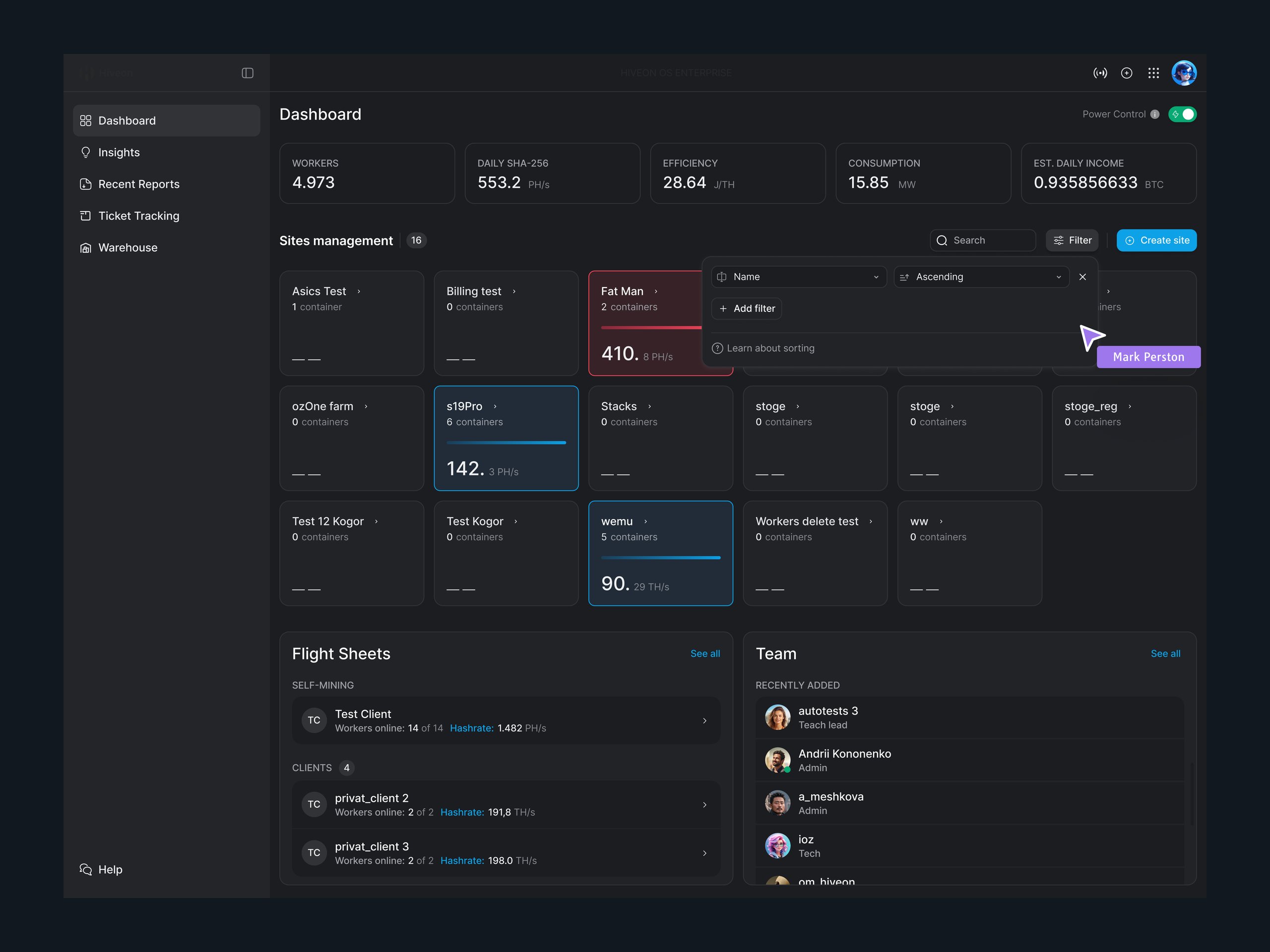 Crypto Mining Dashboard