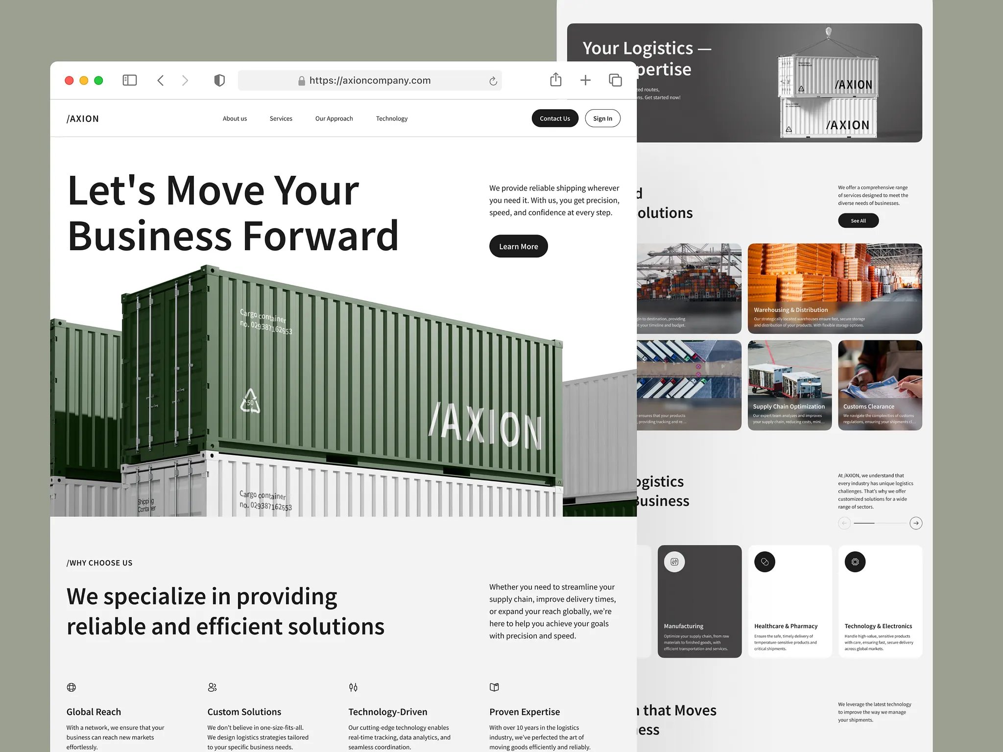 Logistics Company Web Design Landing Page