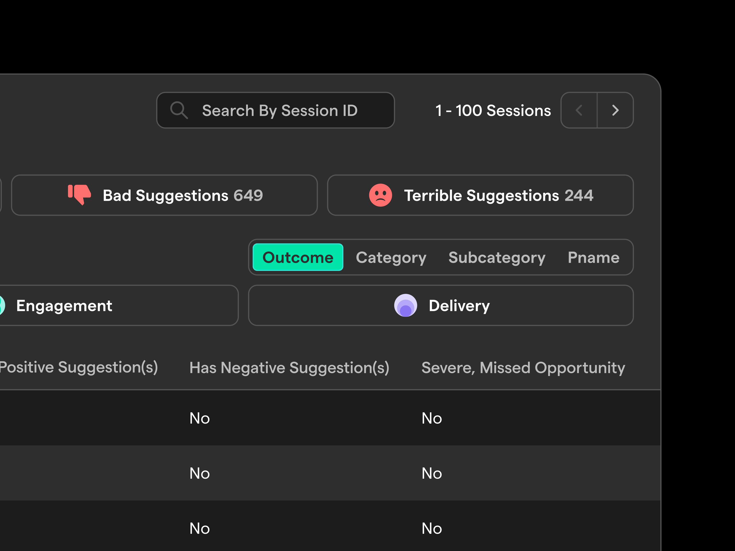 Grammarly Internal Tool Table Filters