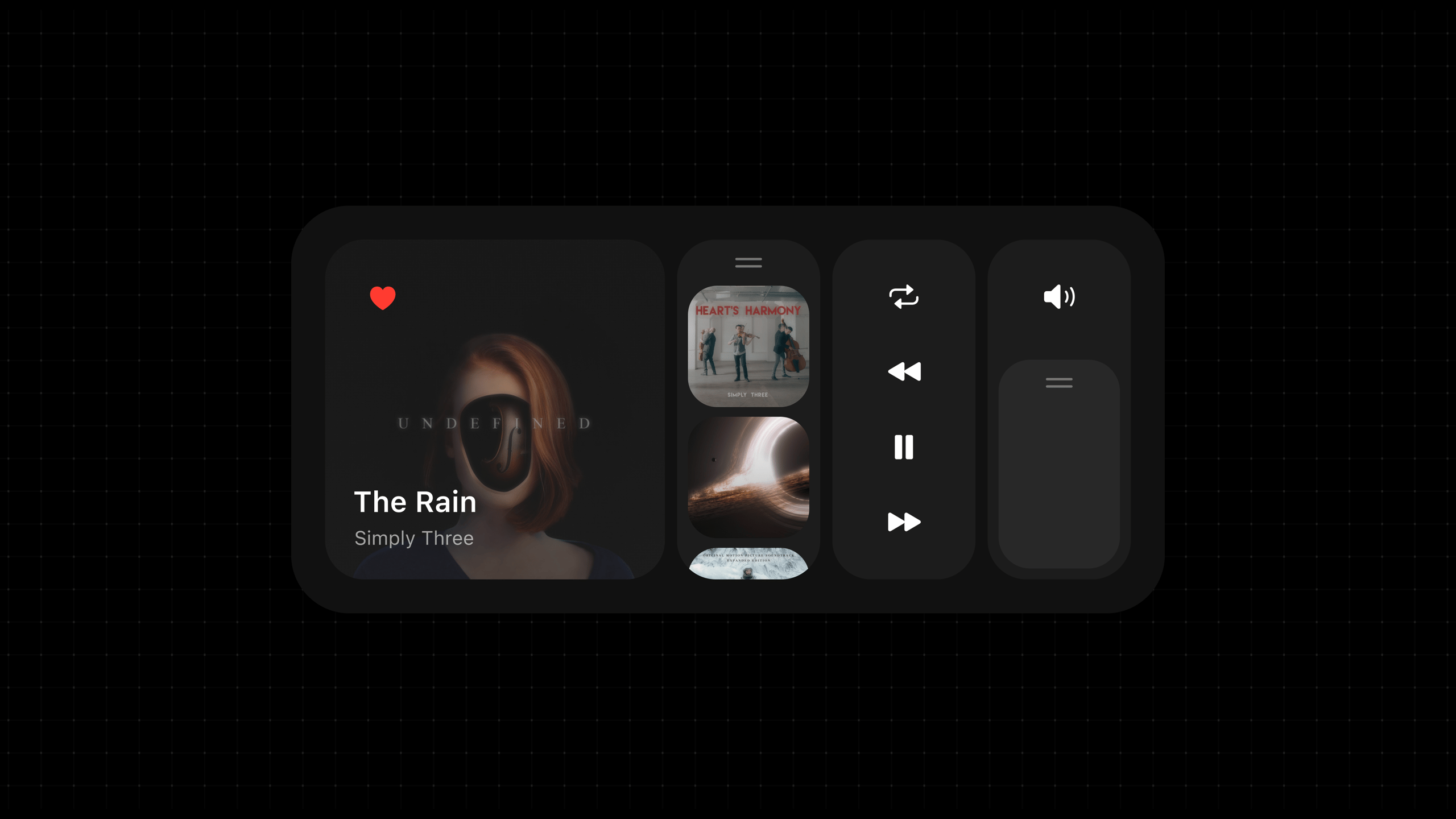 Minimal Music Player Widget – Dark UI
