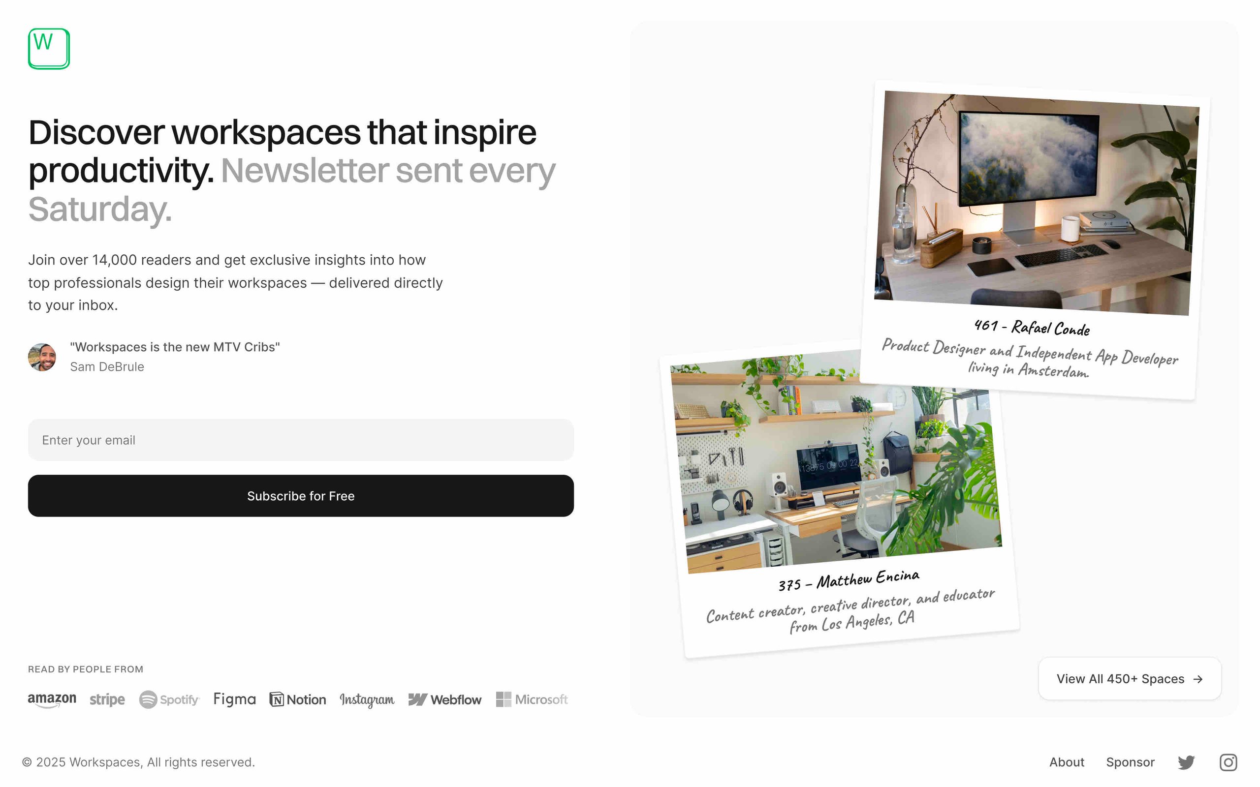 Workspaces — Newsletter Sign up