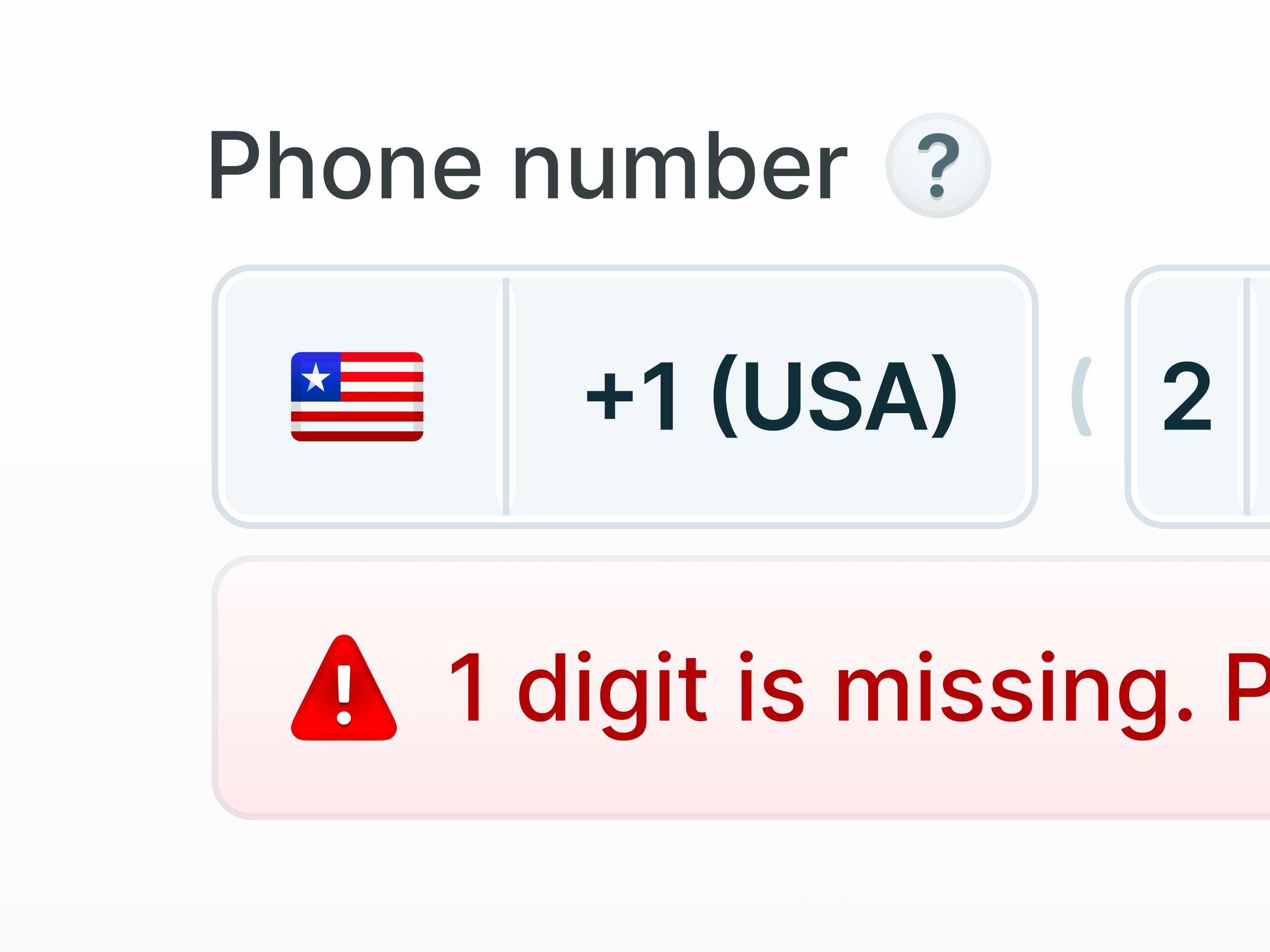 Phone Number Input UI Closeup