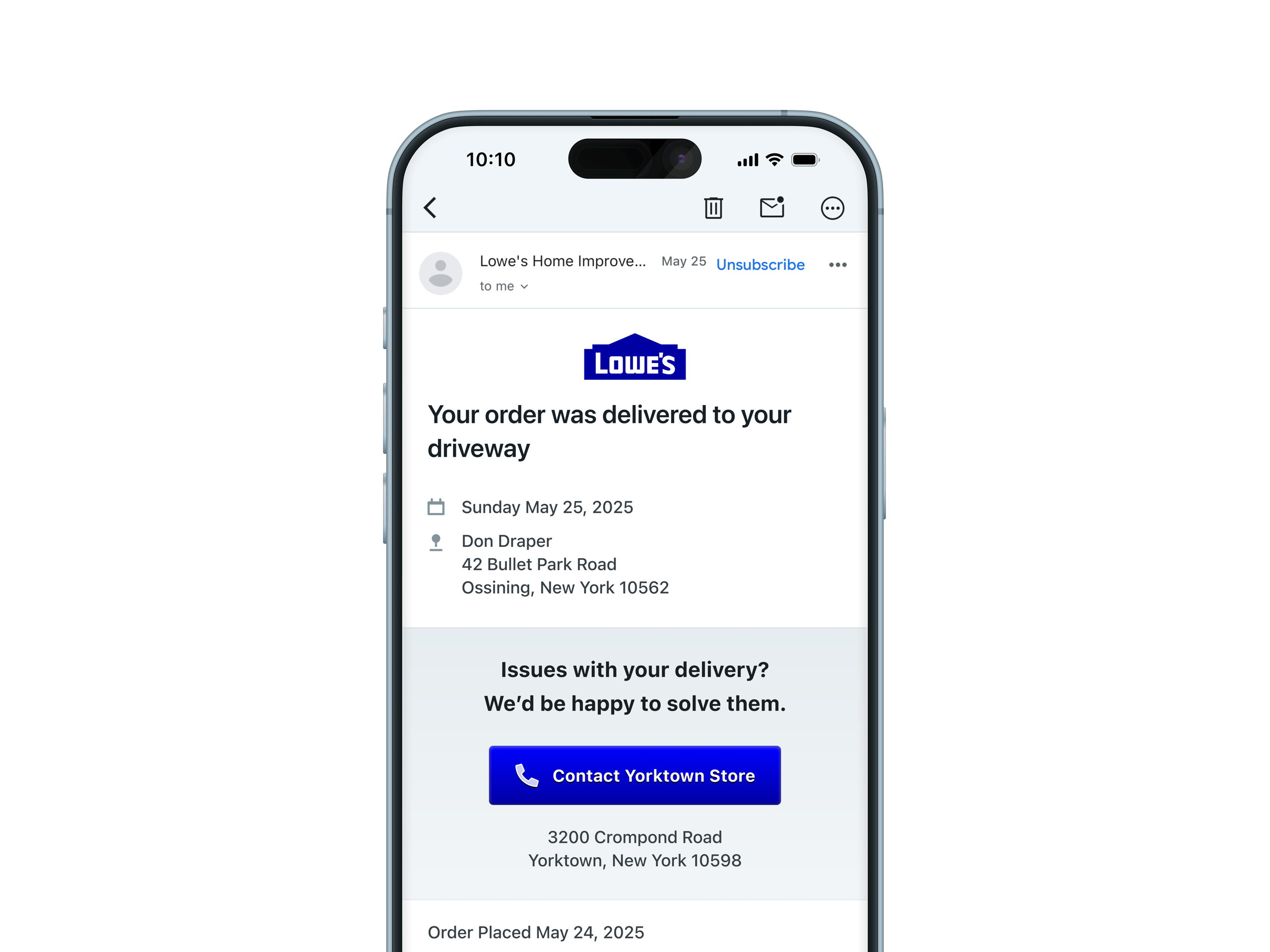 Lowe's Delivery Email UX Improvement Concept
