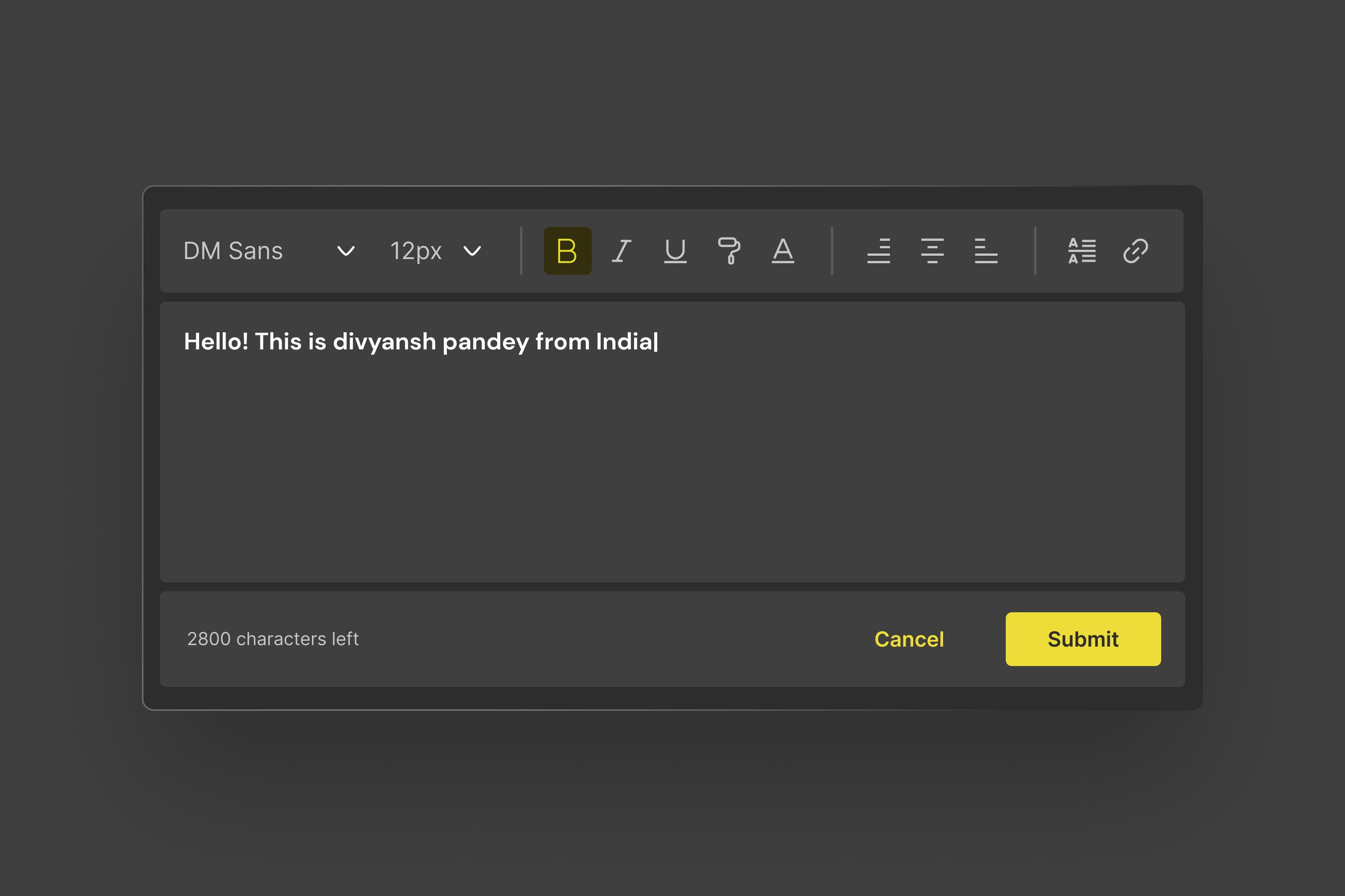 Rich Text Editor - Dark Theme
