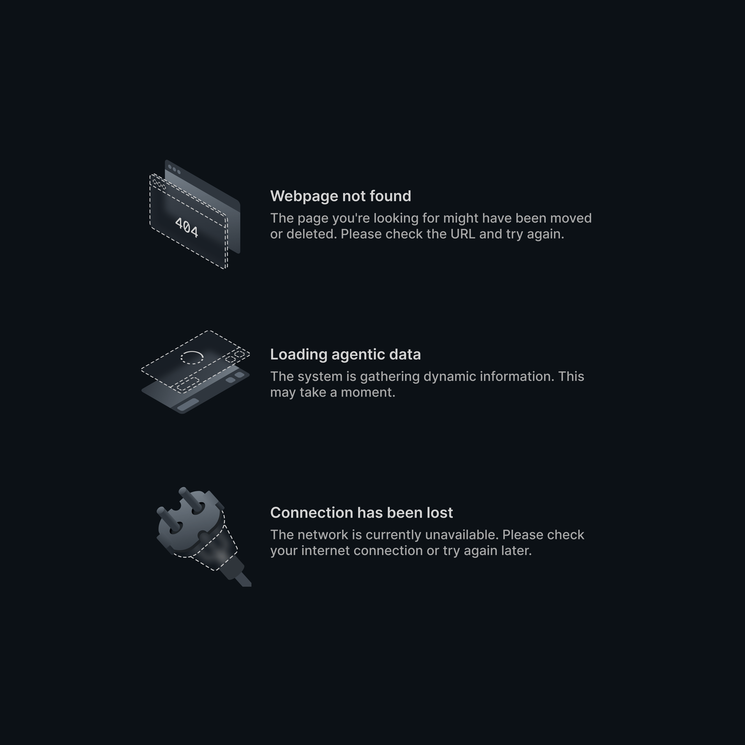 Empty state illustrations #2 - Dark mode