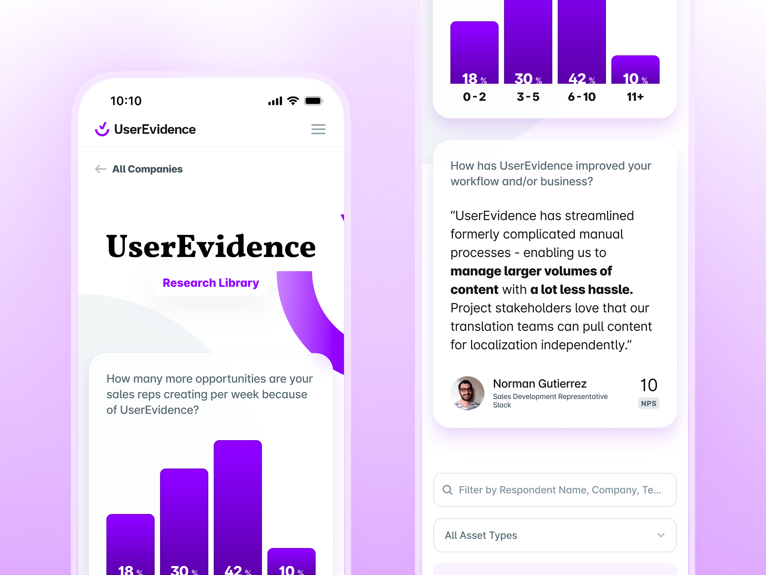 UserEvidence Research Library Mobile UI